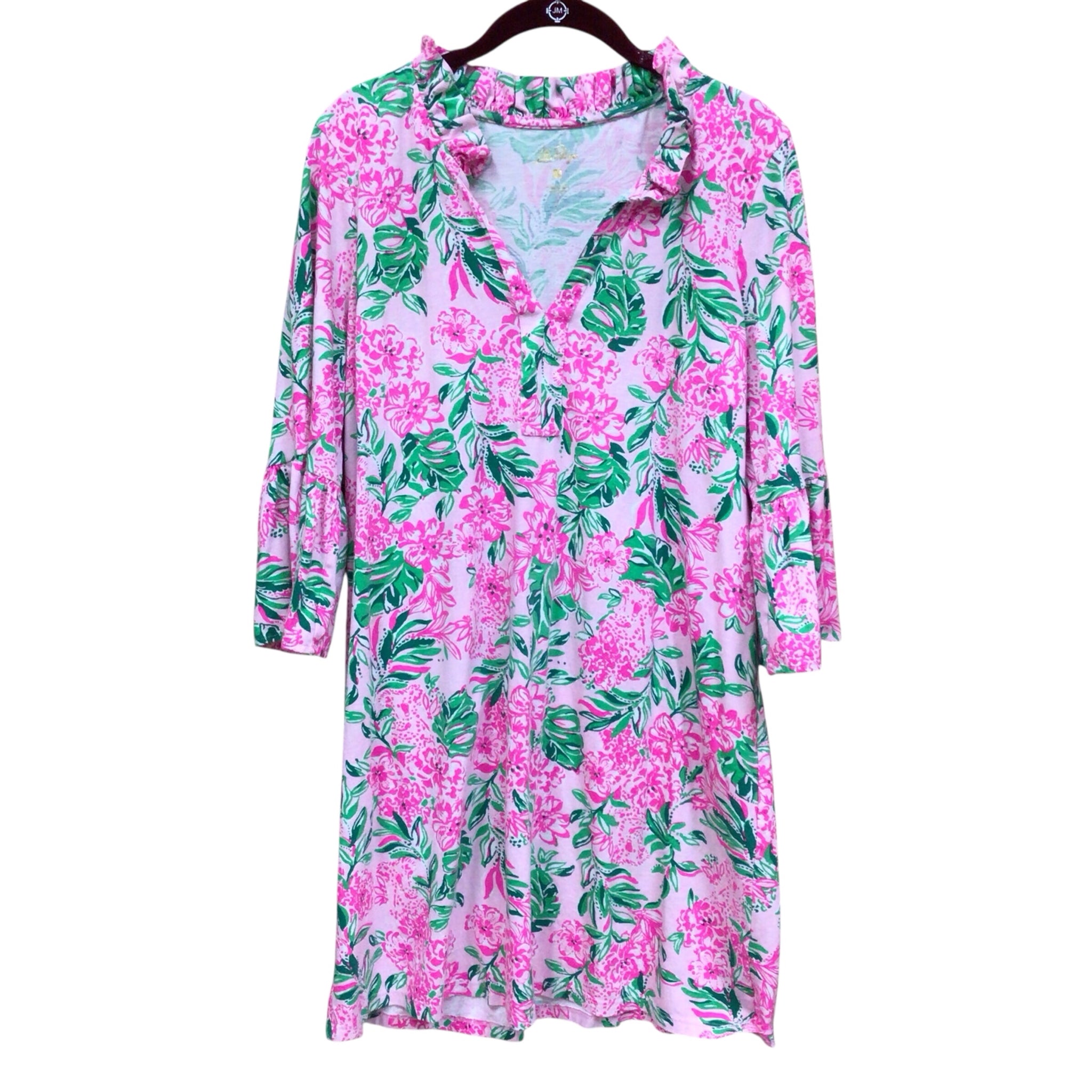 Lilly Pulitzer "Hayes Conch Shell Pink Koala La La" 3/4 Sleeve Dress Size Large