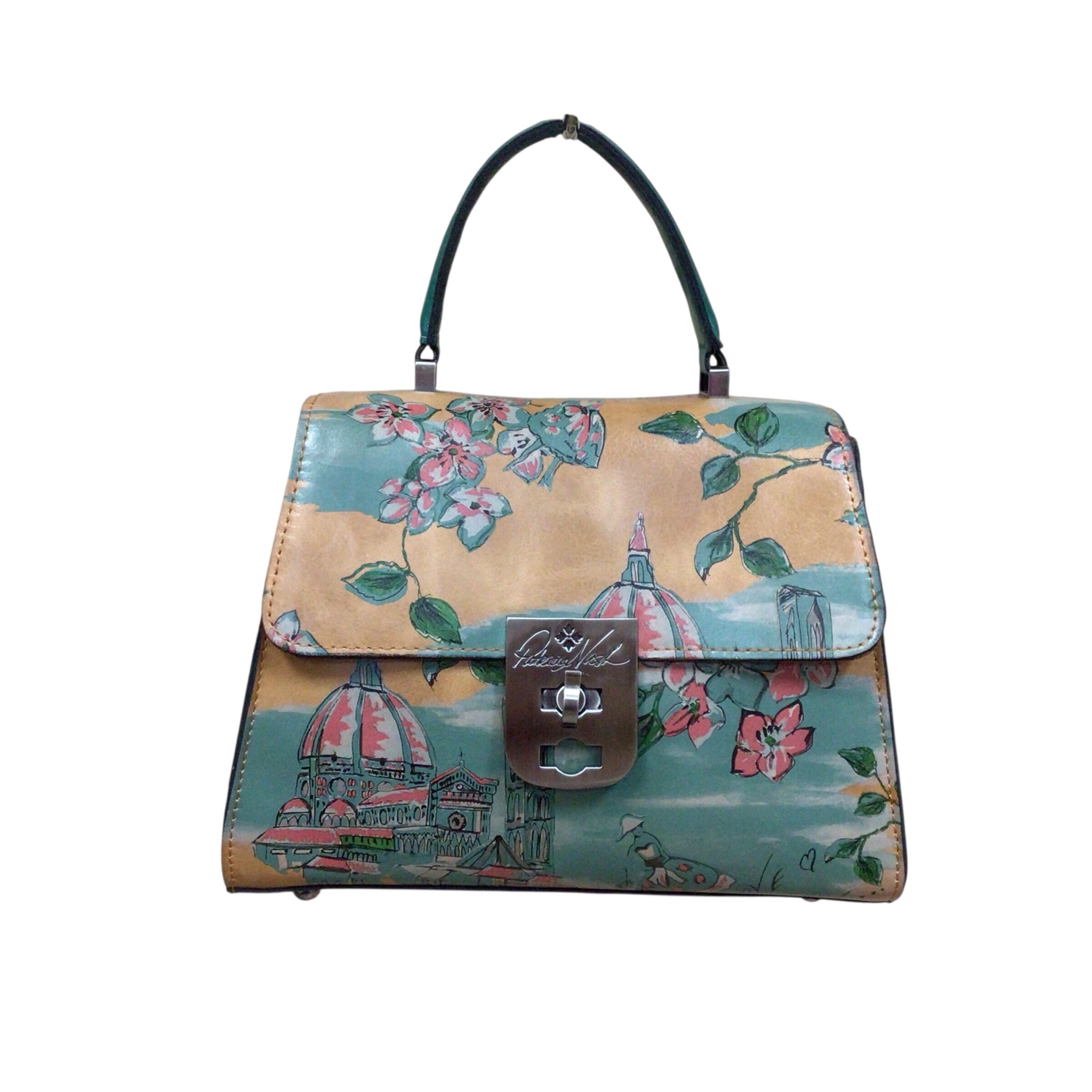 Patricia Nash "Chauncey" Beautiful Girl Teal Leather Crossbody Satchel