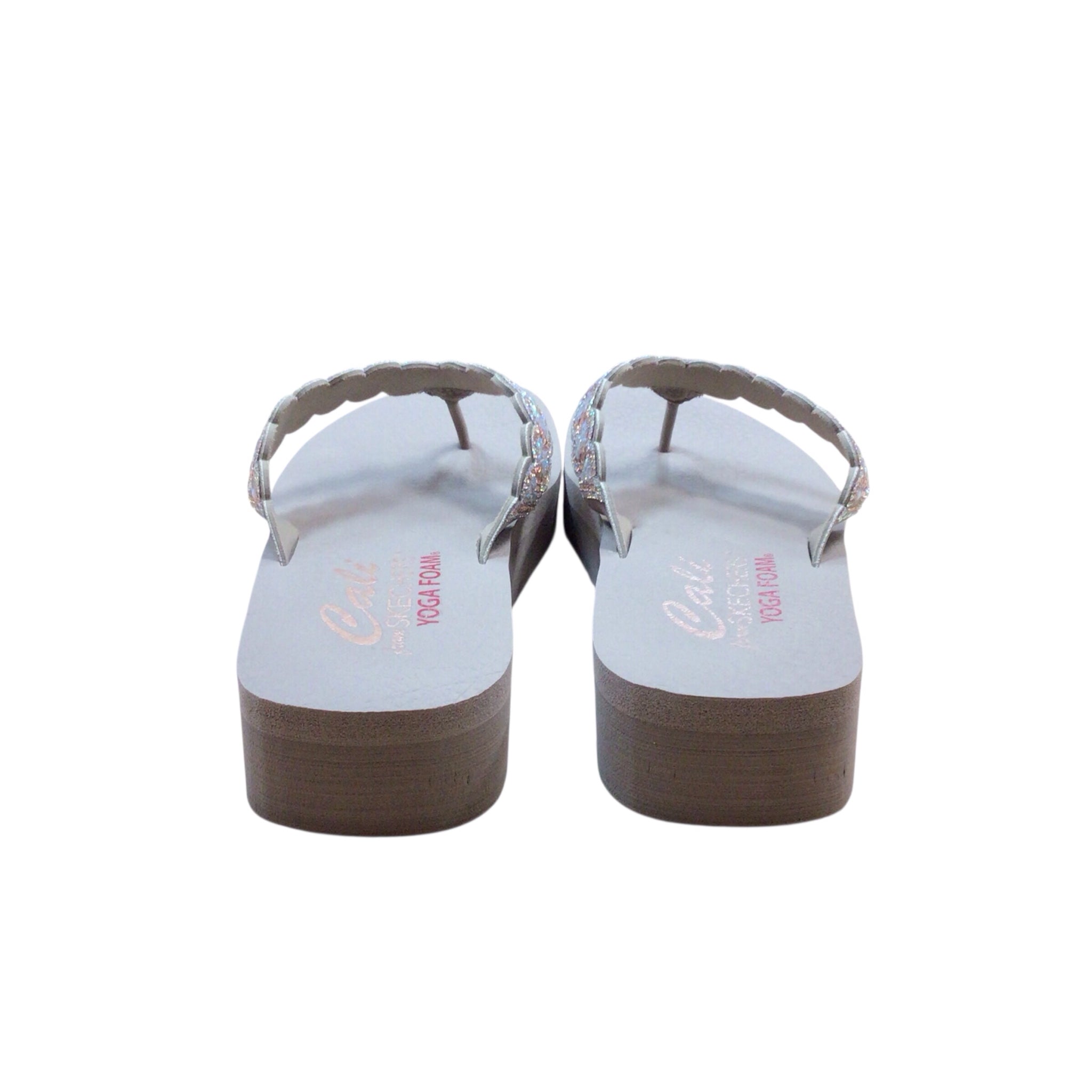 Skechers Cali Vinyasa Happy Spring Wedge Yoga Foam Gray Sandals Size 11