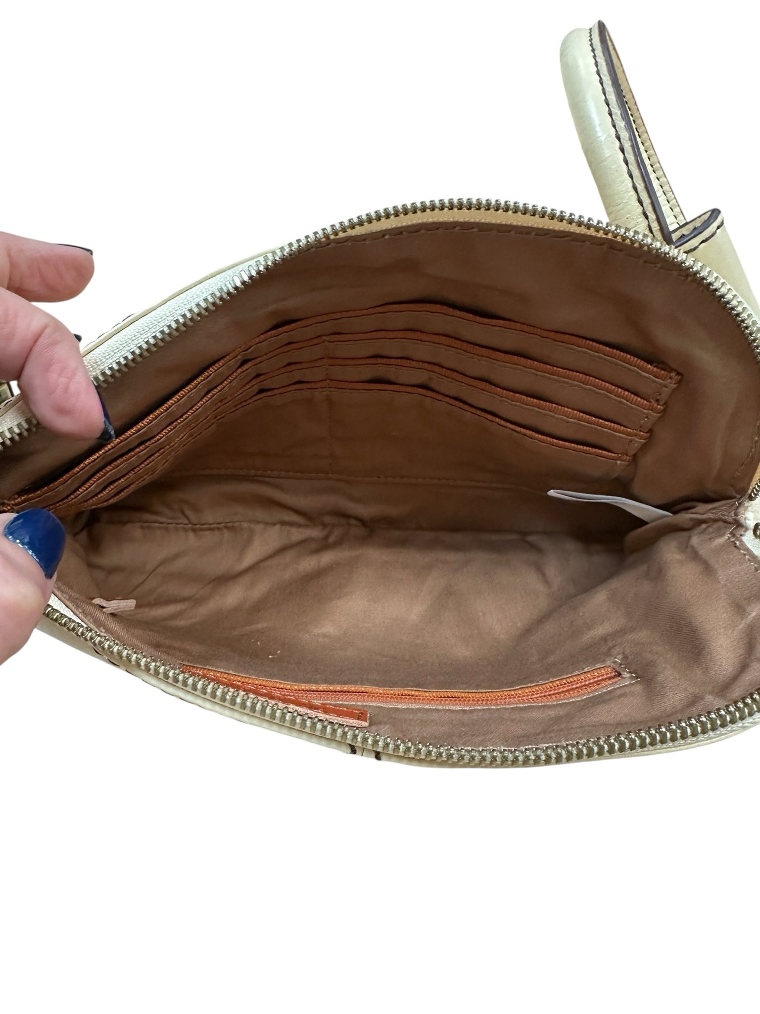 Hobo "Sable" Cream Colored Leather Clutch Bag
