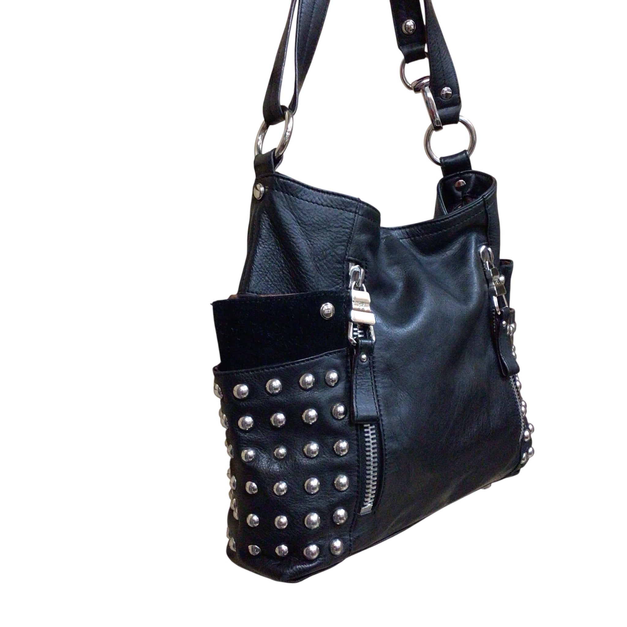 B Makowsky Black Leather Shoulder Bag