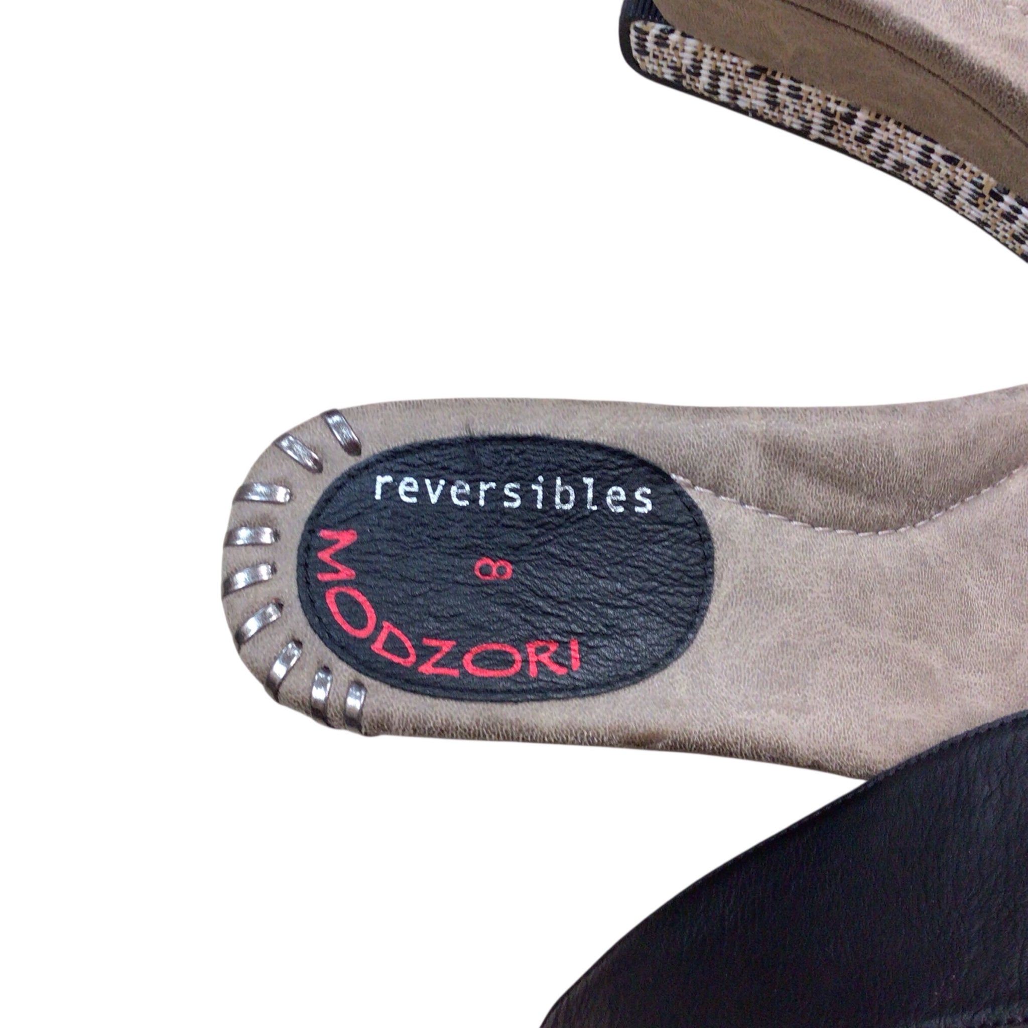 Modzori Reversibles Lucia 5 - Stone flips to Black Wedge Sandals Size 8