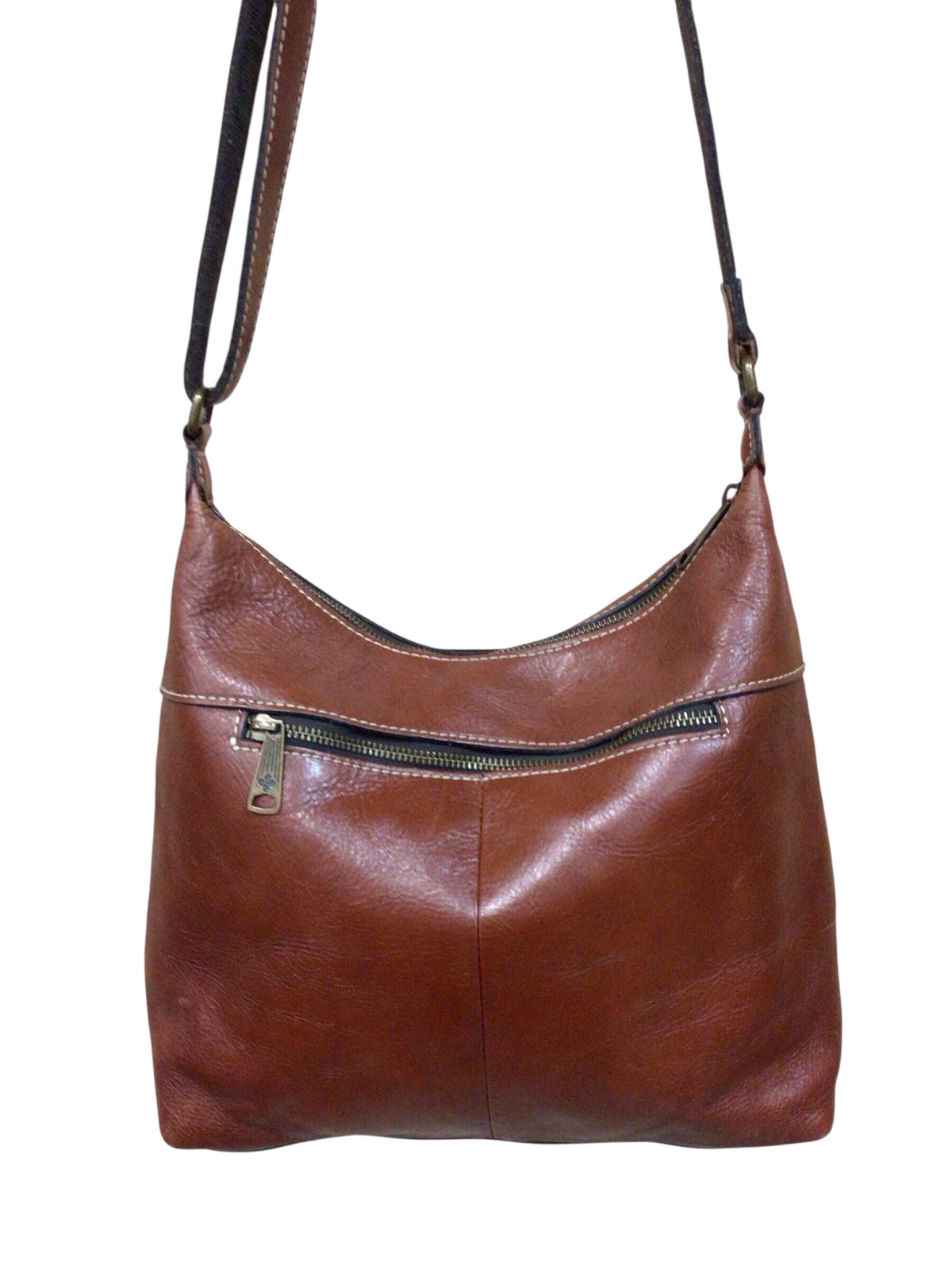 Patricia Nash Large Brown Italian Distressed Leather Crossbody Bag