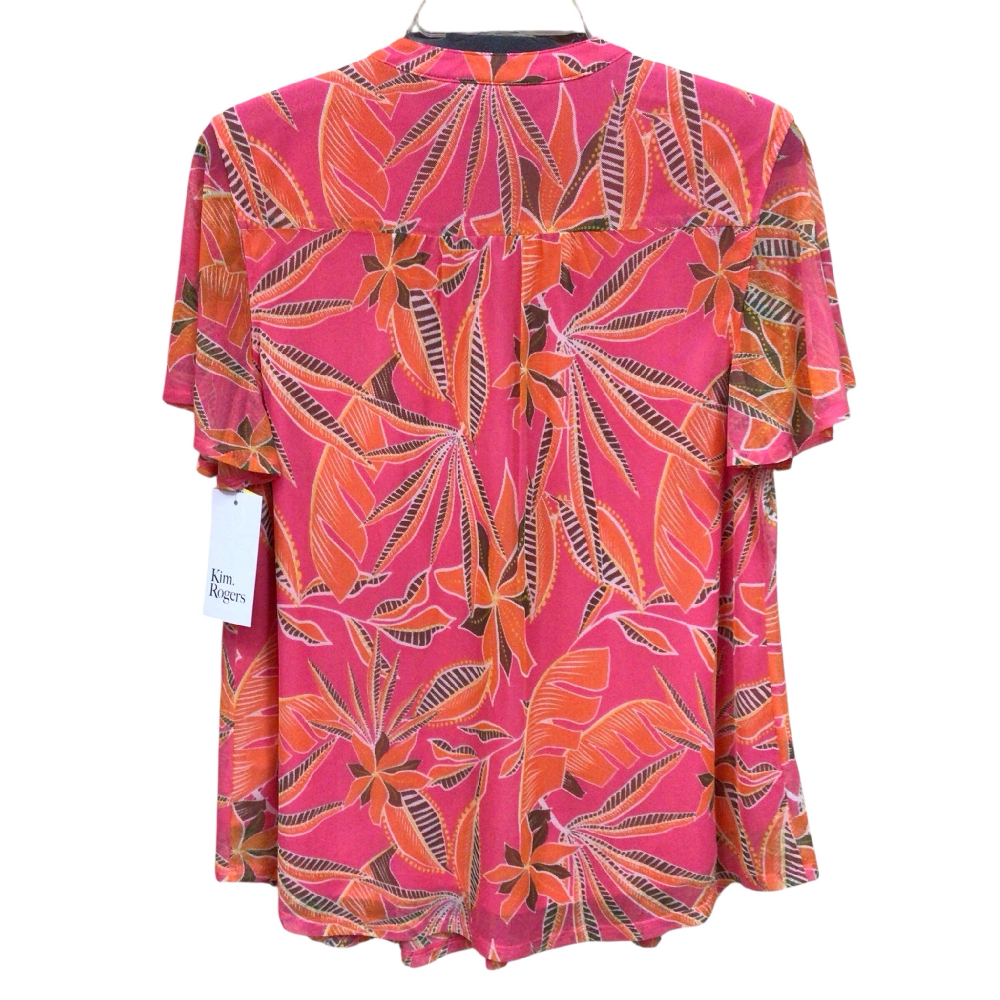 Kim Rogers Pink Floral Short Sleeve Top Size Petite Medium NWT