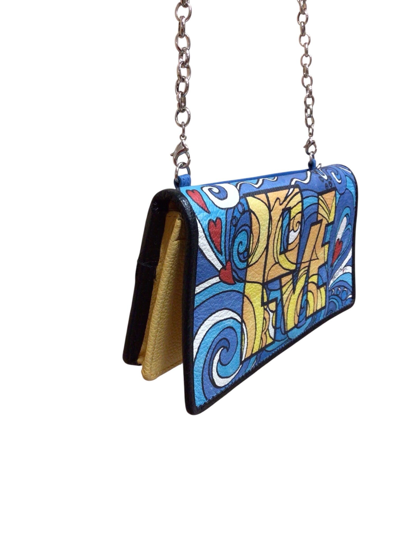 Brighton "Love Groove" Blue & Yellow Slim Wallet Crossbody Bag
