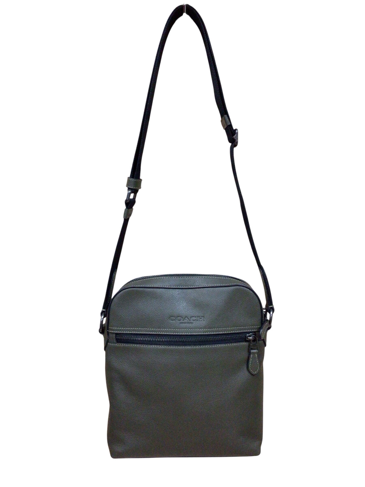 Coach CP756 "Houston Flight" Olive Green Pebbled Leather Crossbody Bag