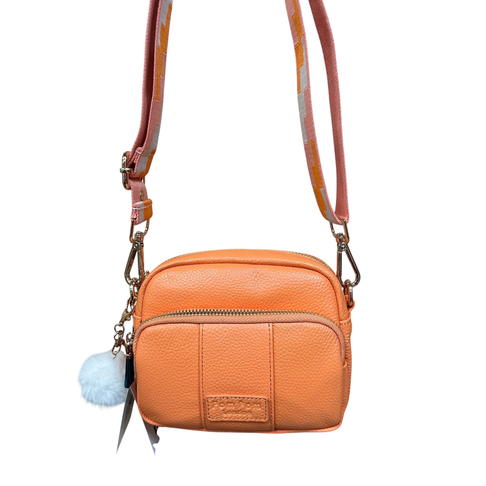 Pom Pom London "Mango Tango" 100% Leather Crossbody Bag
