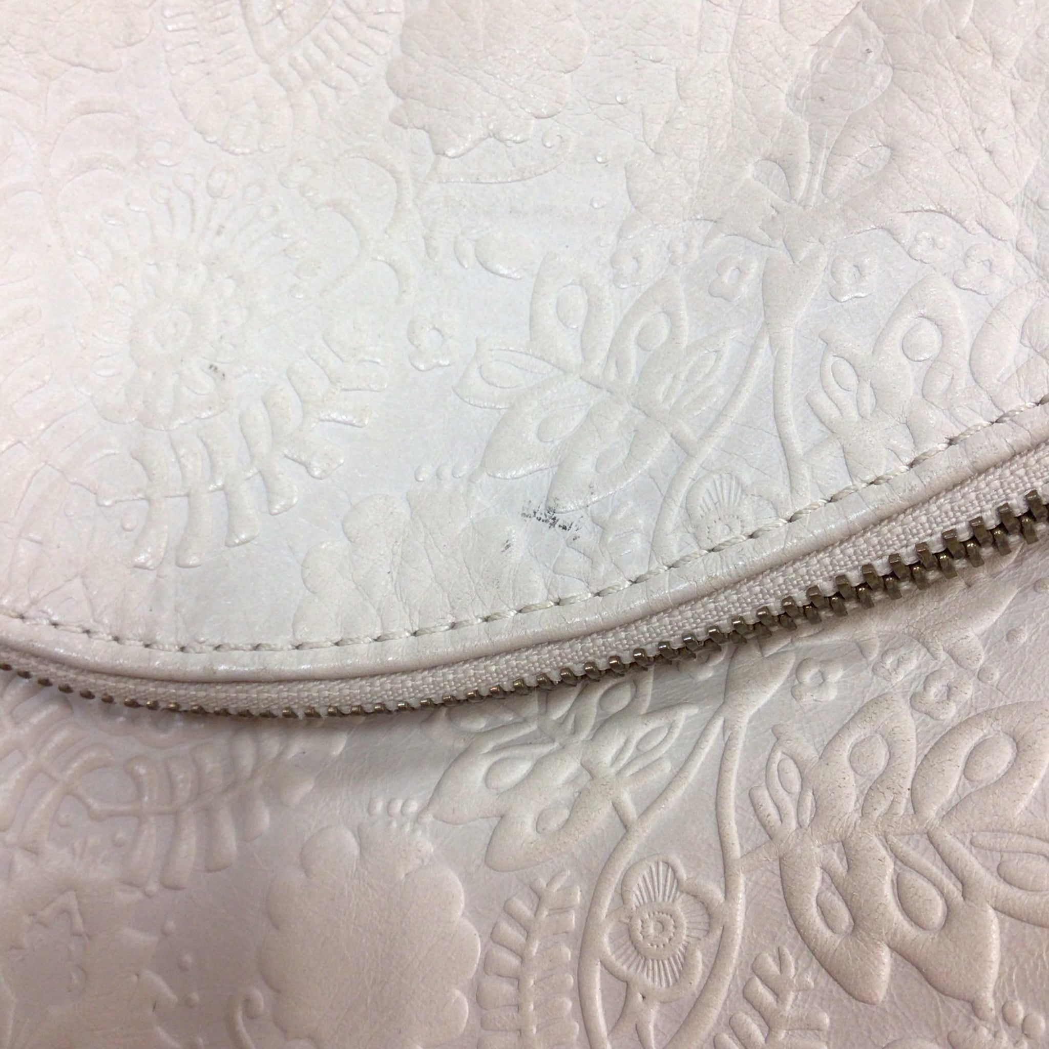 The Sak "Silverlake" Ivory Embossed Floral Leather Shoulder Bag