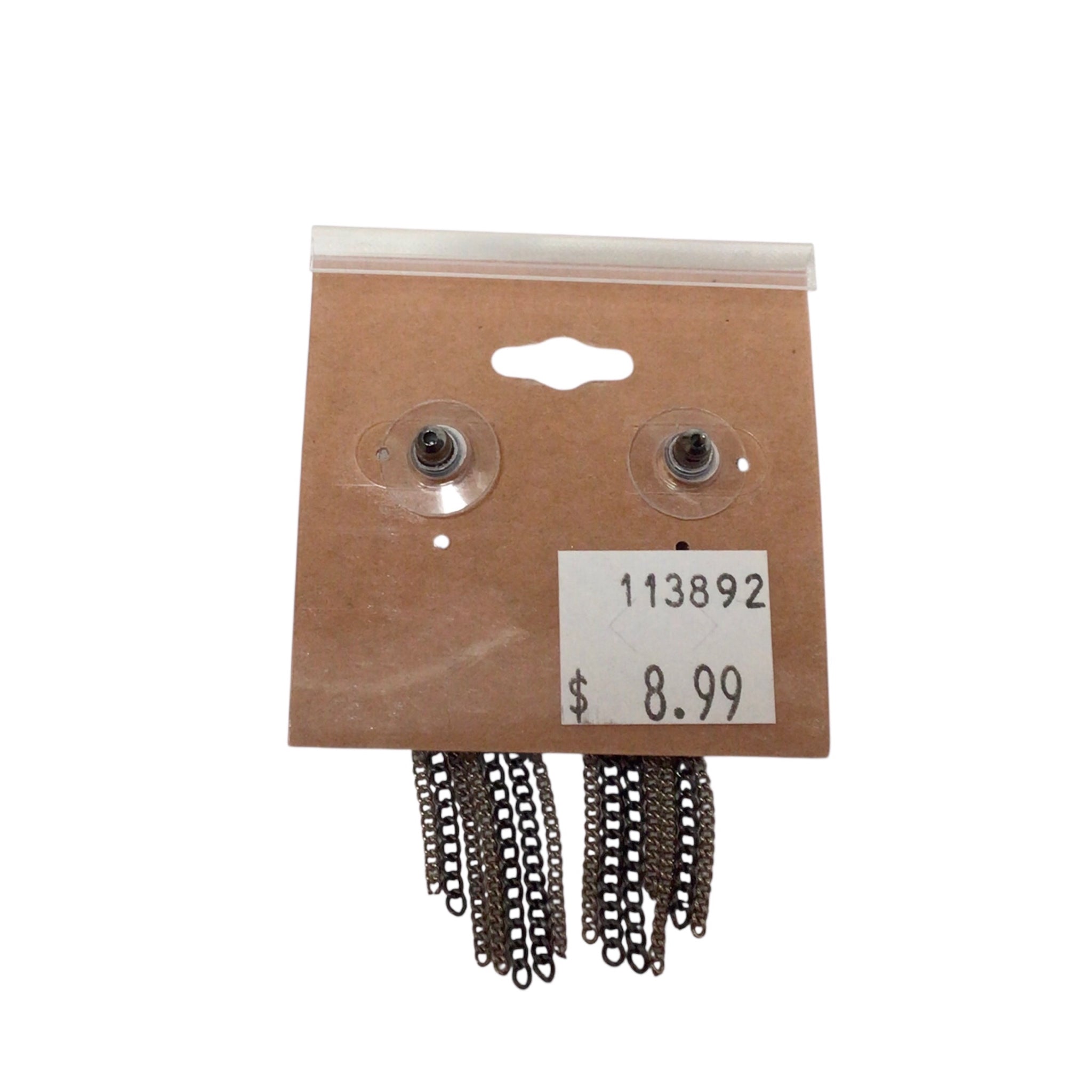 Long Black White Post Earrings