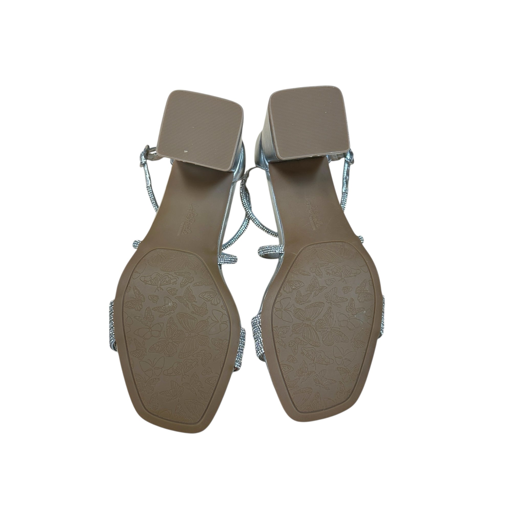 LifeStride Fab Flex Silver Rhinestone Heels Size 7W