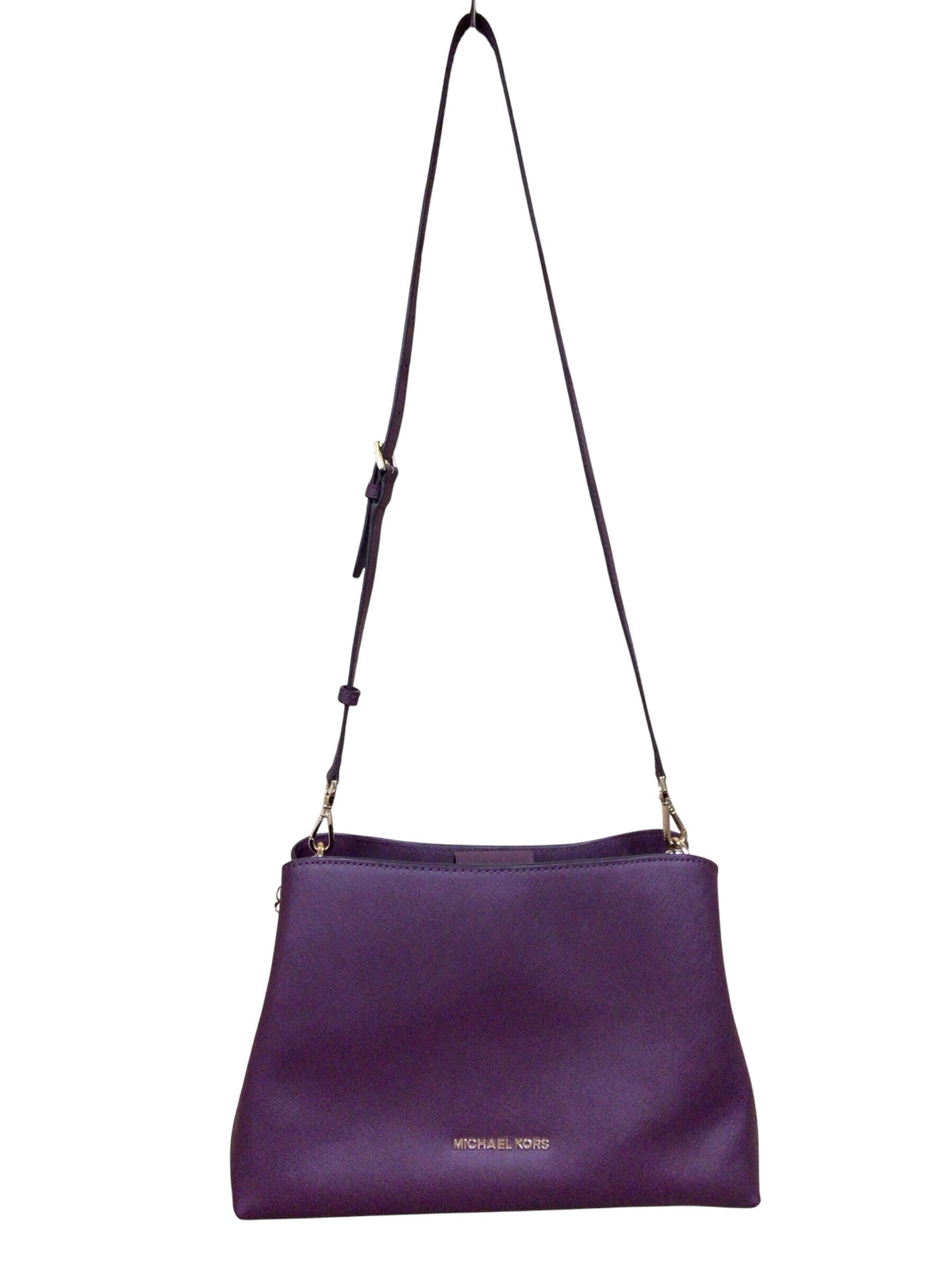 Michael Kors "Sofia Portia" Large East West Plum Leather Satchel Crossbody Bag