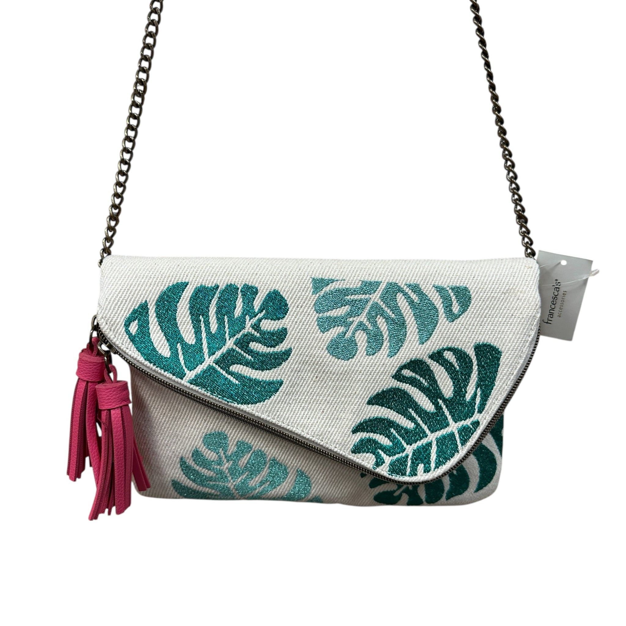 Francesca's Tropical Print Canvas Crossbody Bag