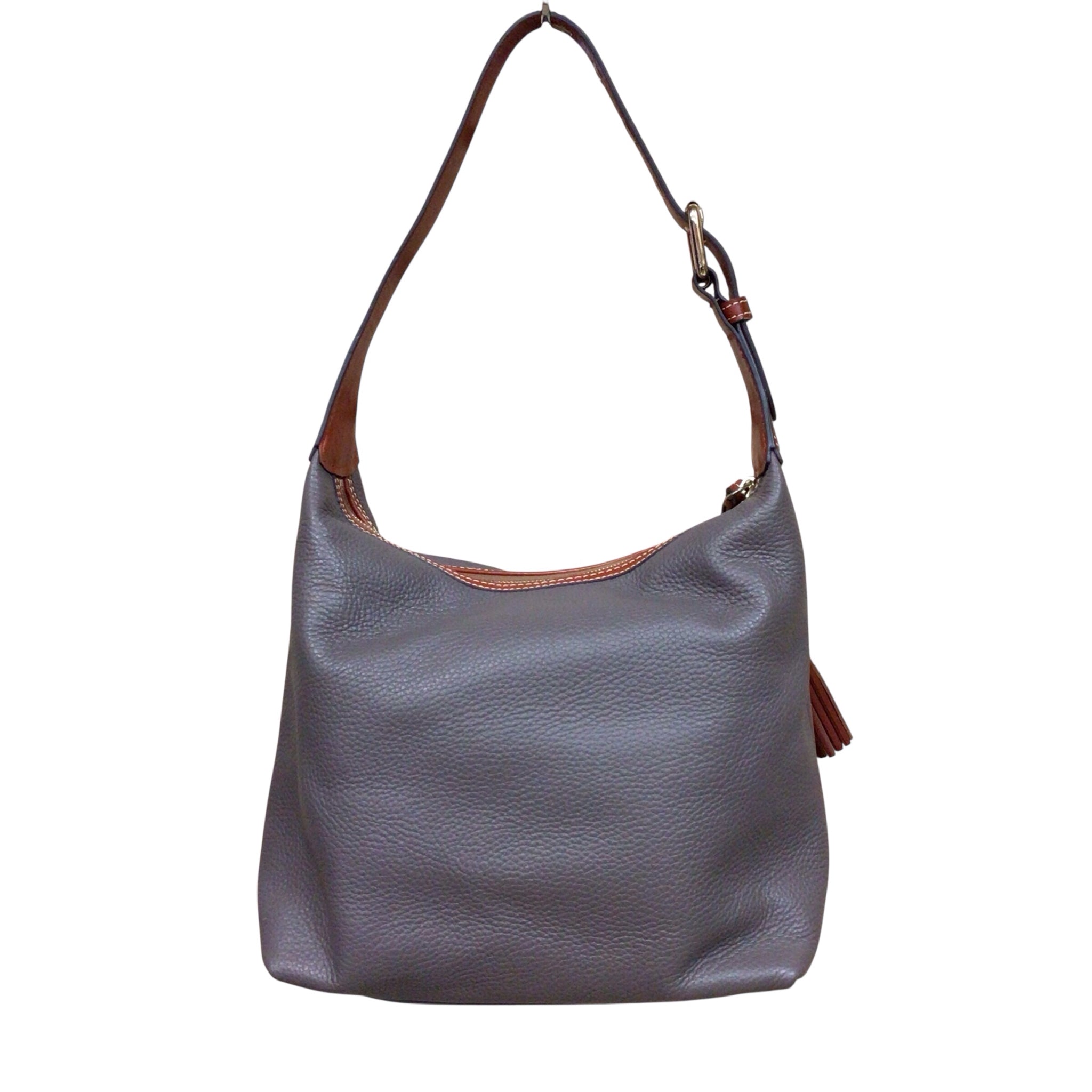 Dooney & Bourke Taupe Pebbled Leather "Paige" Hobo Shoulder Bag