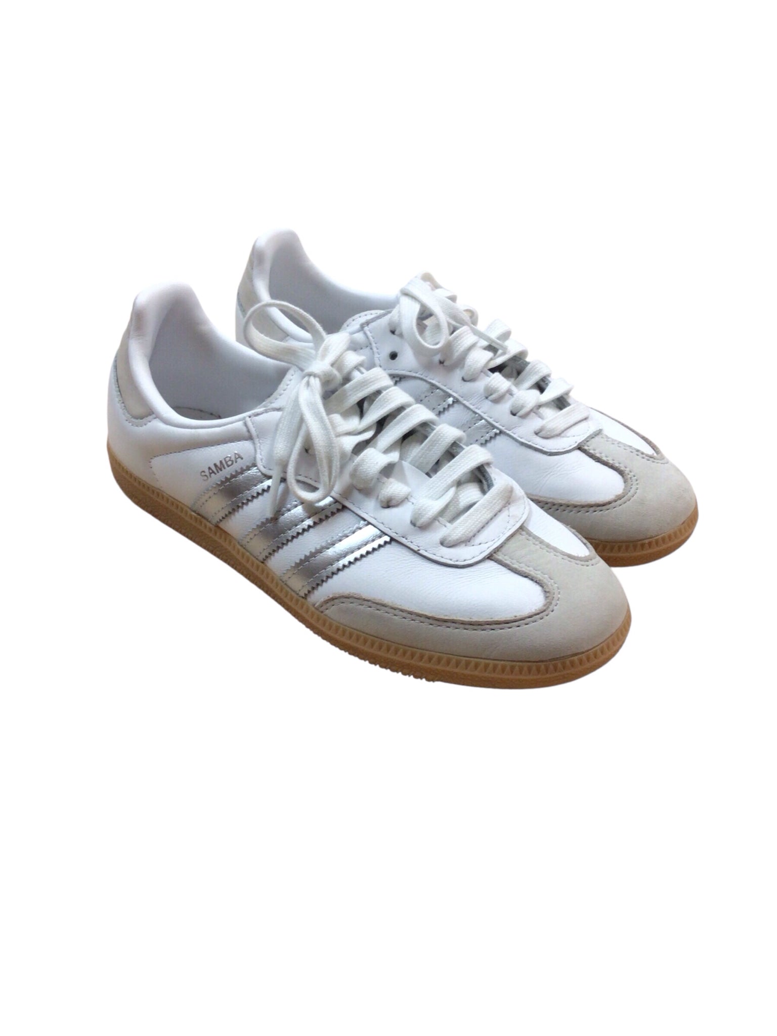 Adidas "Samba OG" White & Silver Sneakers Size 5.5