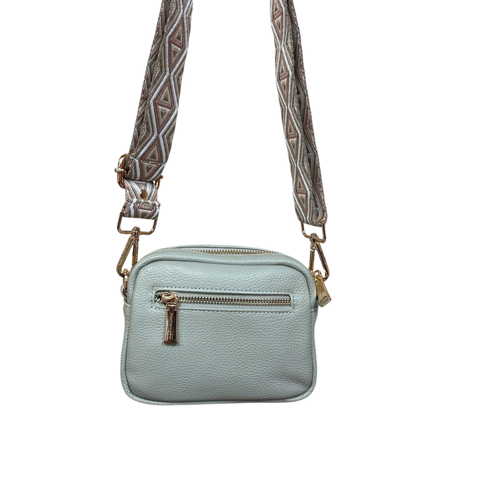 Pom Pom London Gray 100% Leather Crossbody Bag