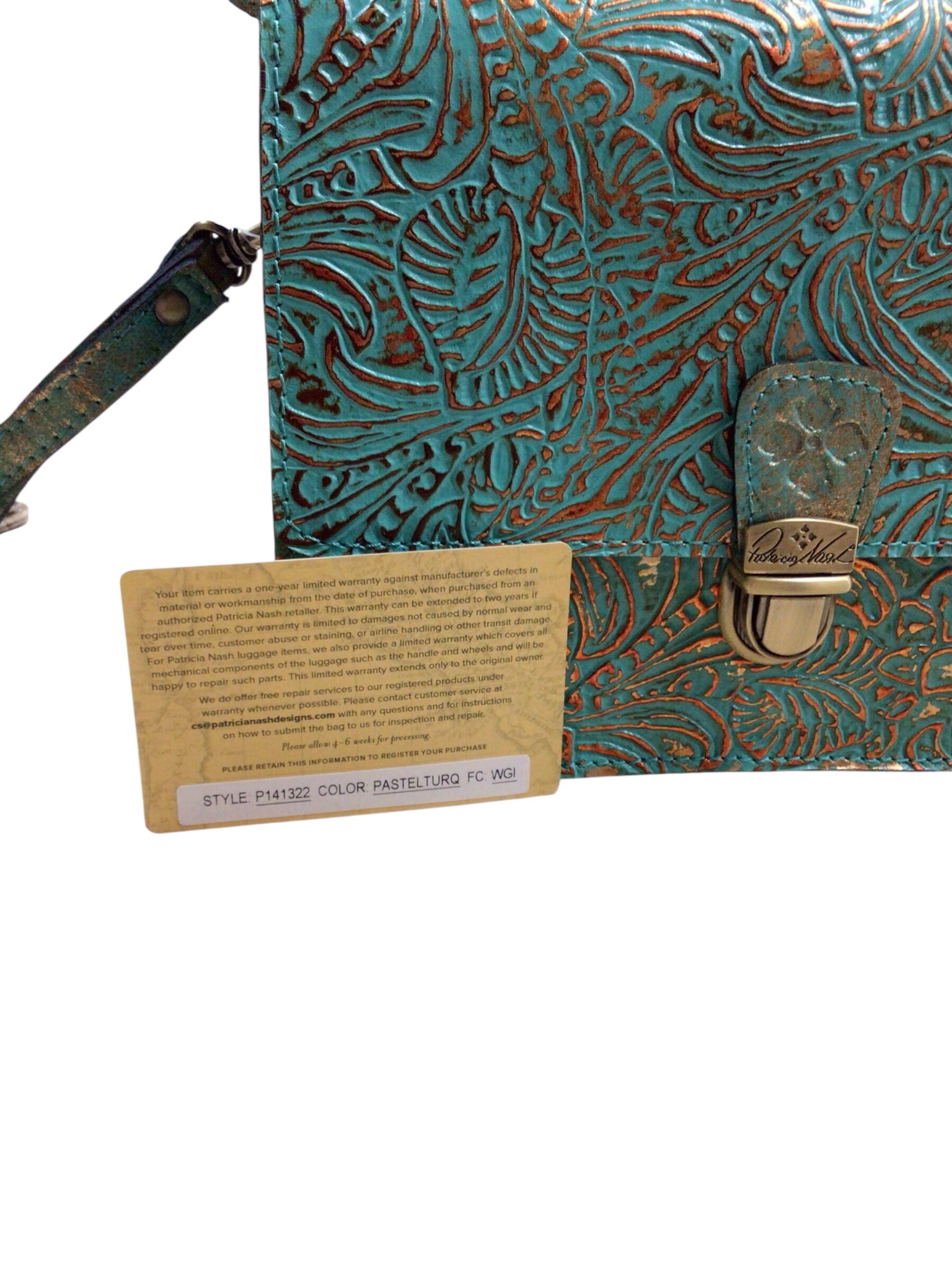 Patricia Nash "Lanza Organizer" Pastel Turquoise Crossbody Bag