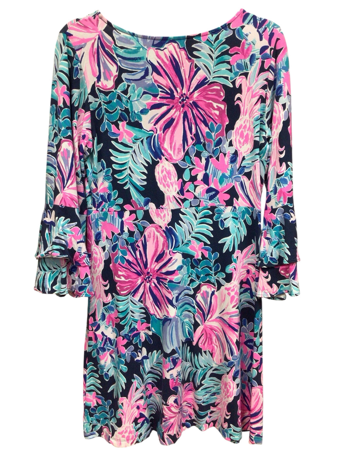 Lilly Pulitzer "Raina" 3/4 Sleeve "Multi Garden Get Away" Dress Size Large