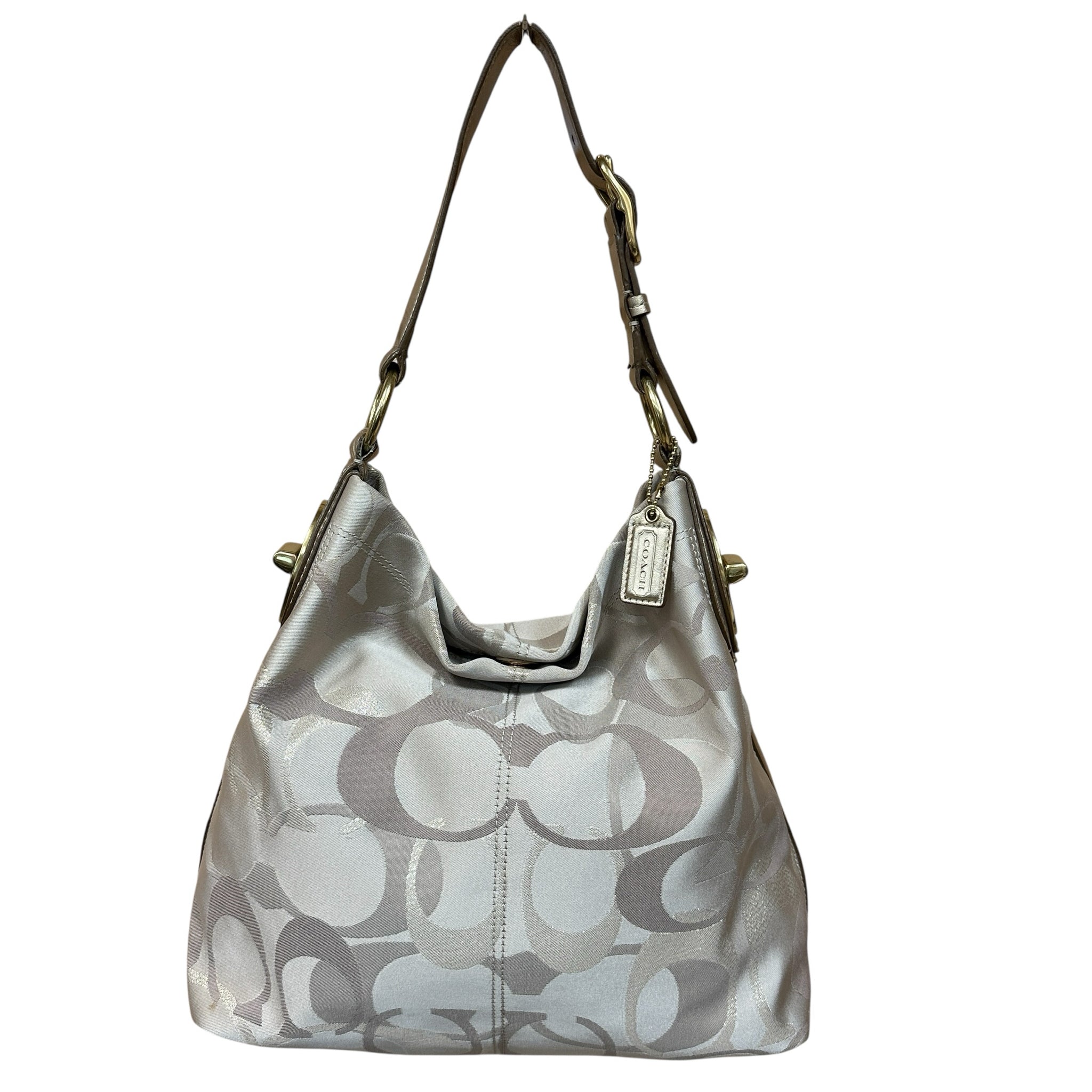 Coach 18476 Signature Coated Canvas Tan & Gold Shoulder Bag