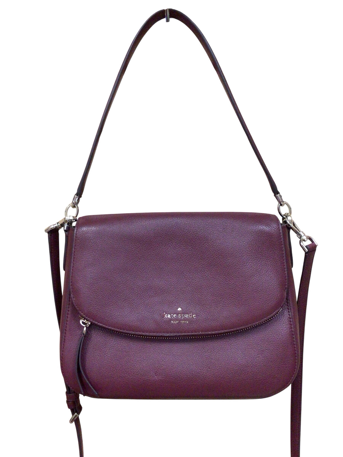 Kate Spade "Jackson" Burgundy Leather Medium Flap Shoulder Crossbody Bag