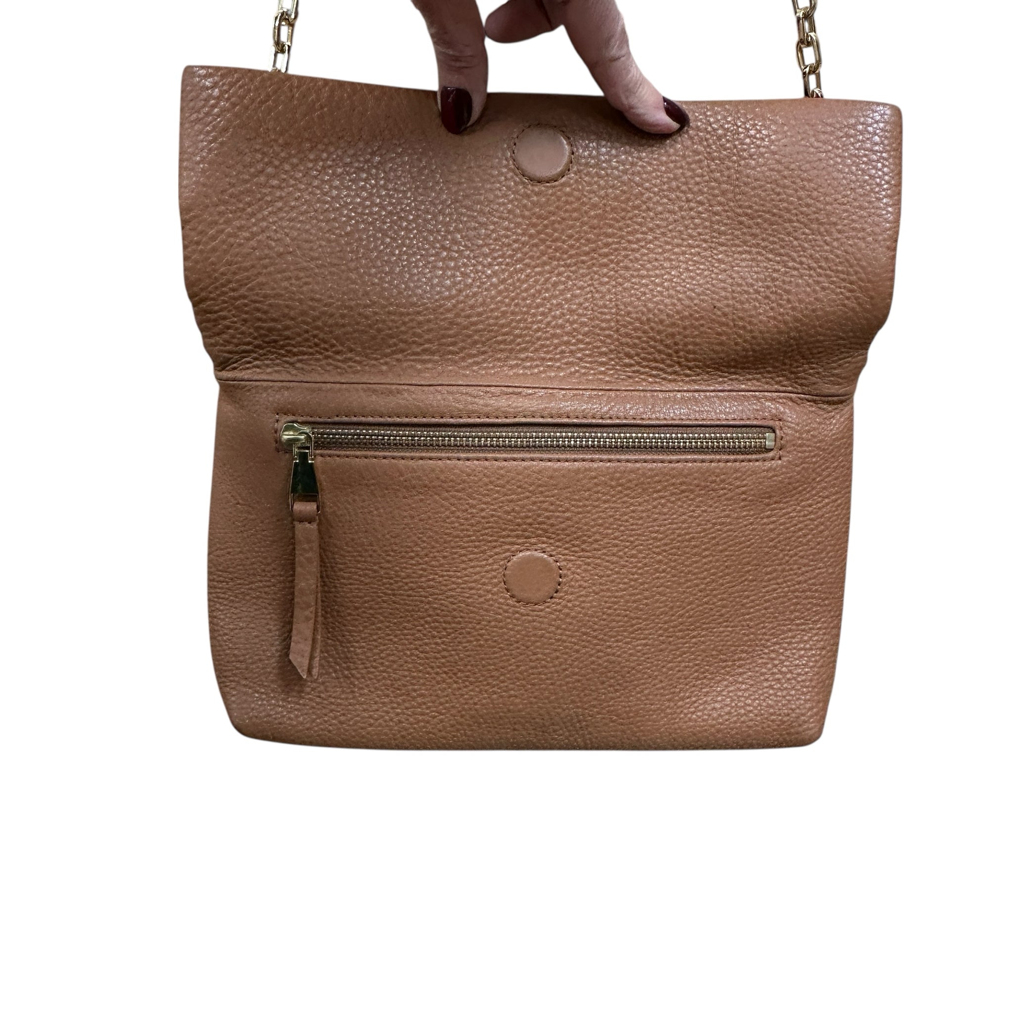 Tory Burch Brown Pebbled Leather Foldover Crossbody Bag