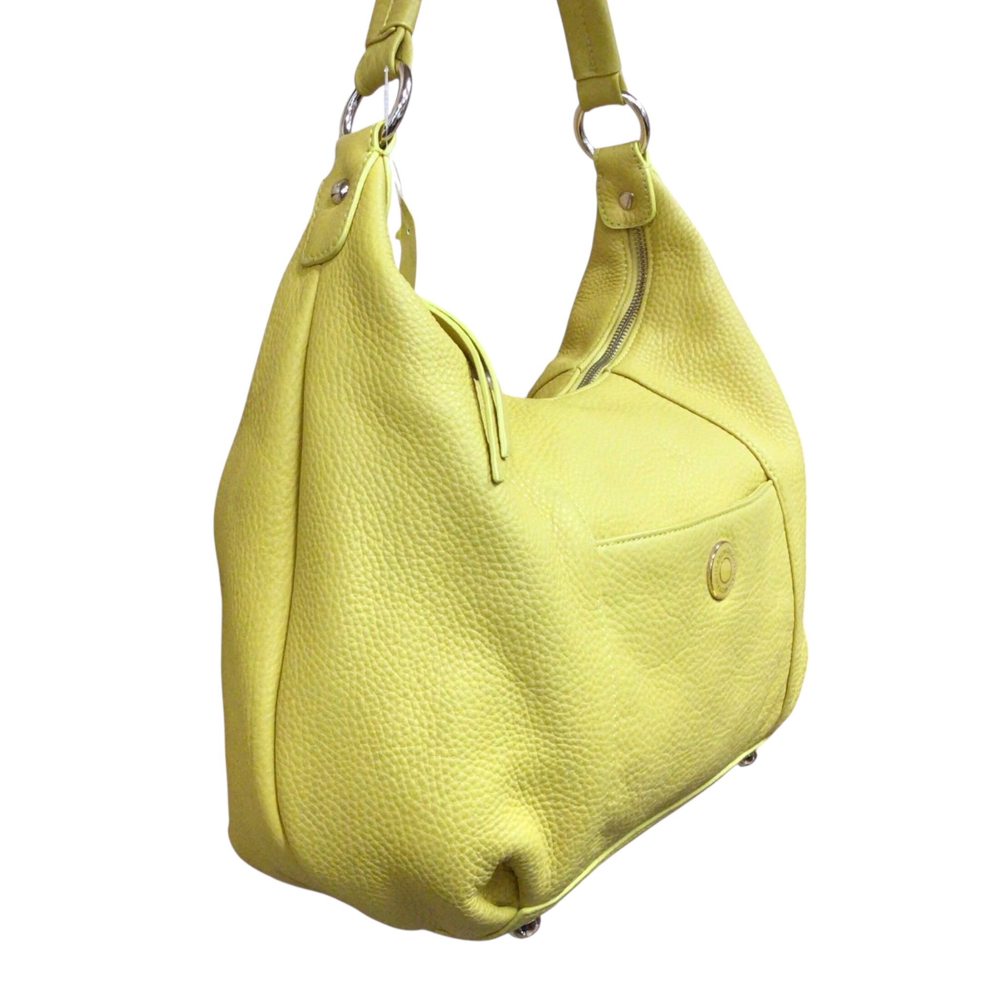 Isaac Mizrahi Yellow Pebbled Leather Hobo Shoulder Bag