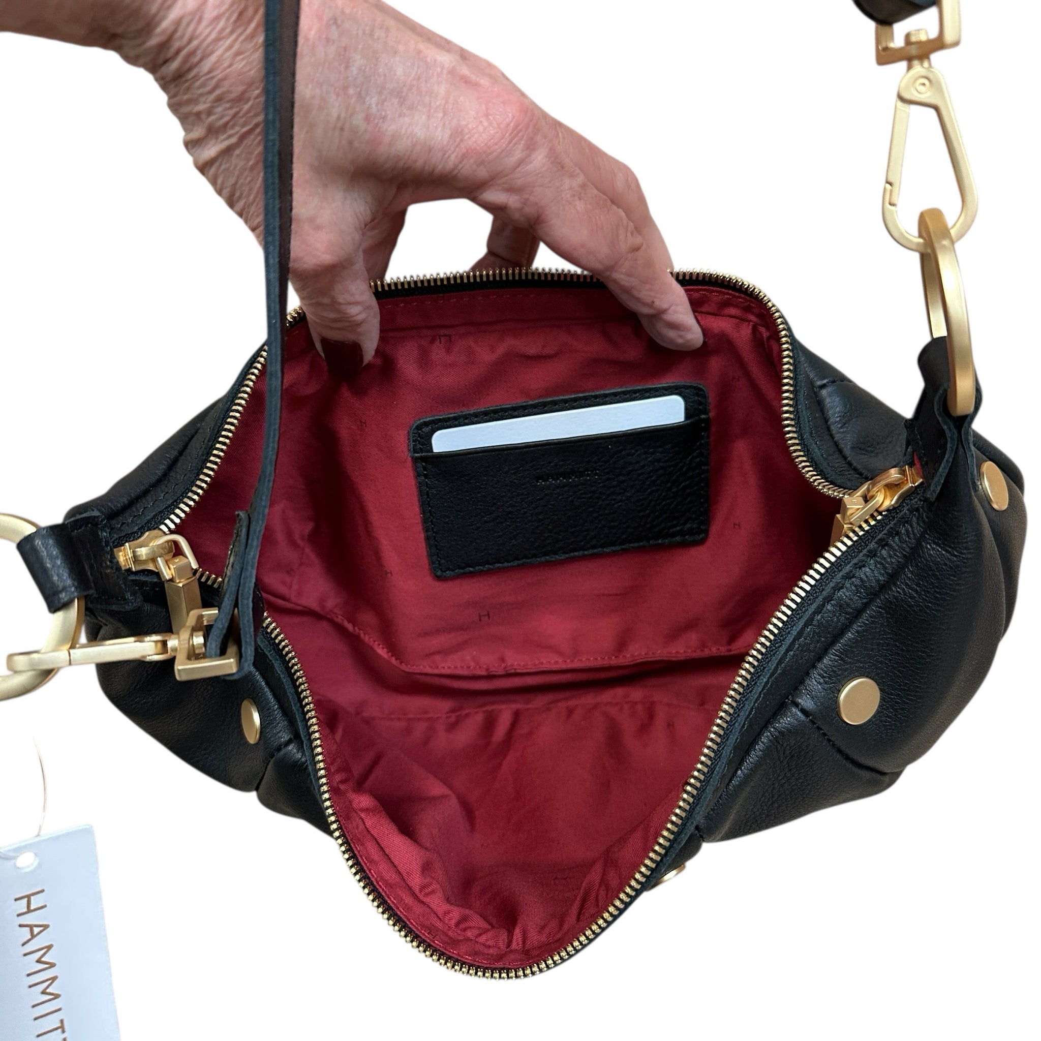 Hammitt Erica Small Black &  Brushed Gold Leather Crossbody Bag