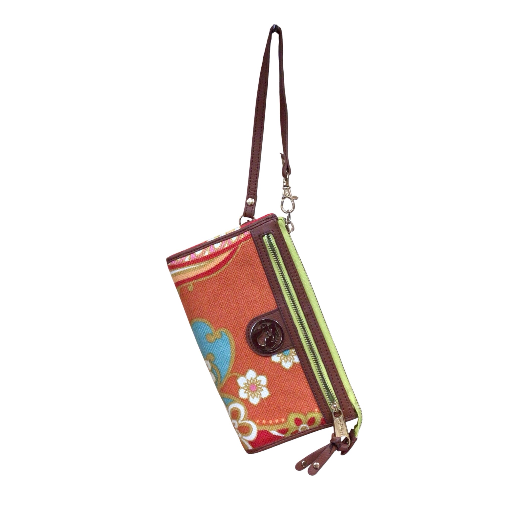 Spartina 449 Orange Canvas Floral Wallet Wristlet