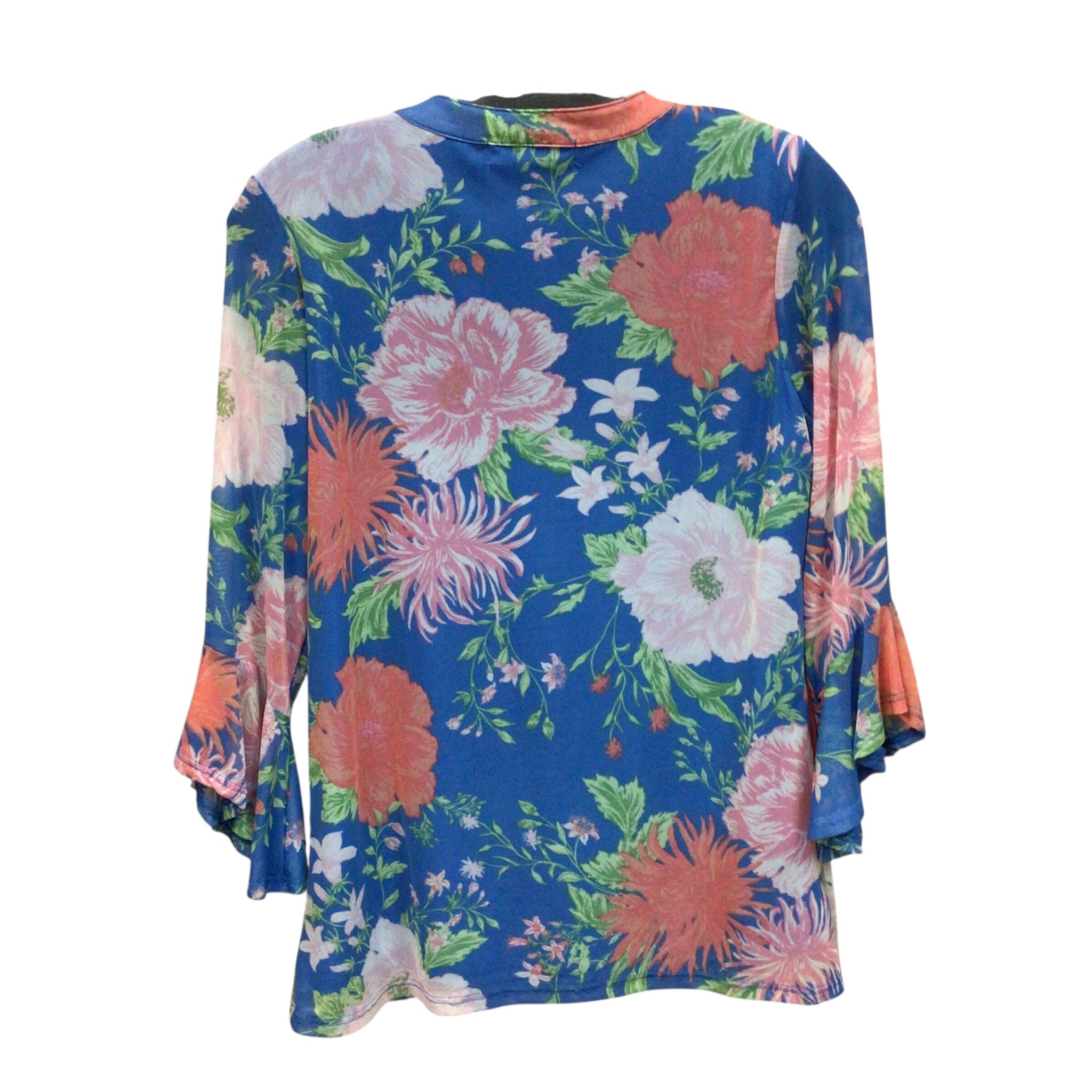 Harlow & Rose Blue Floral Long Sleeve Top Size Small