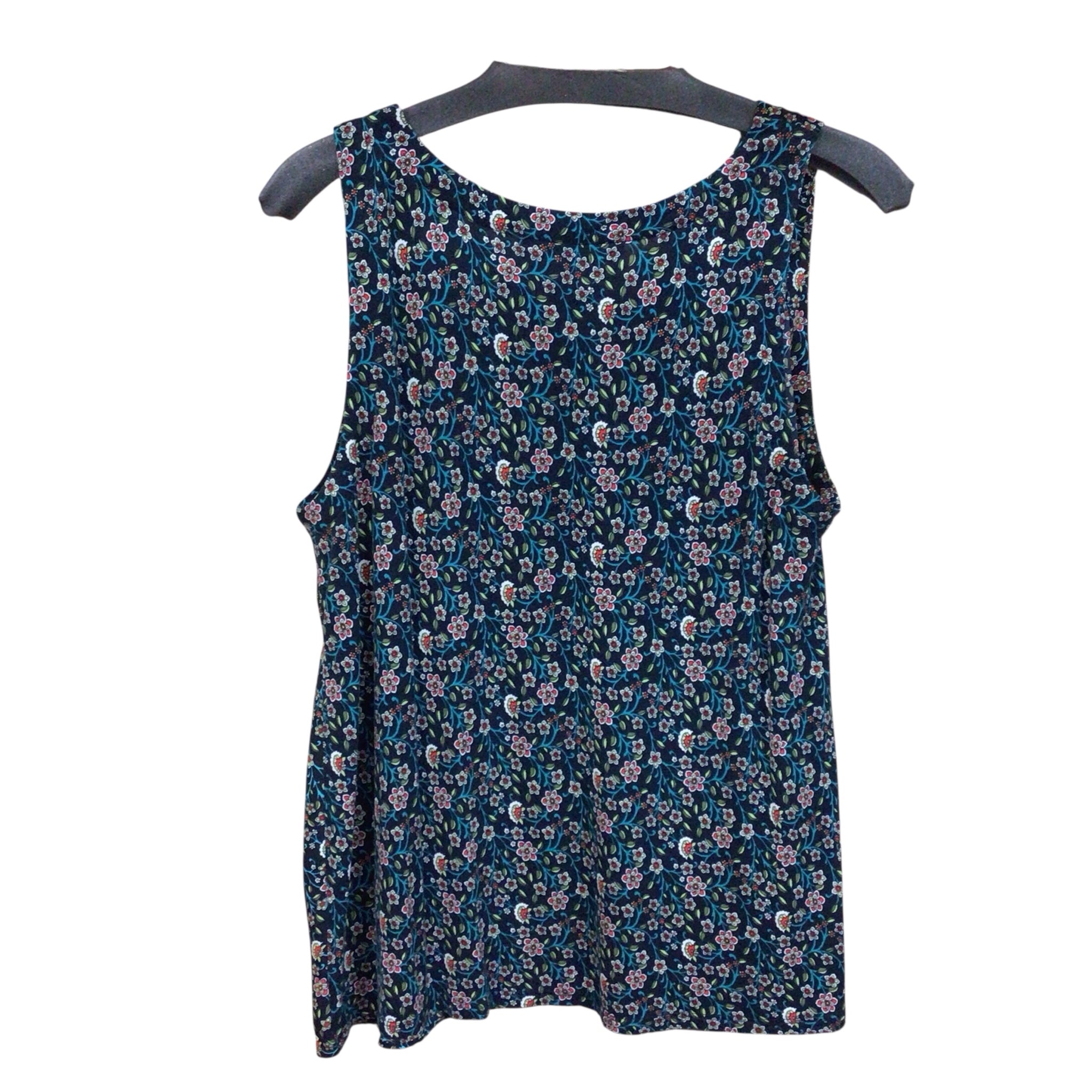 Loft Sleeveless Navy Floral Top Size Medium