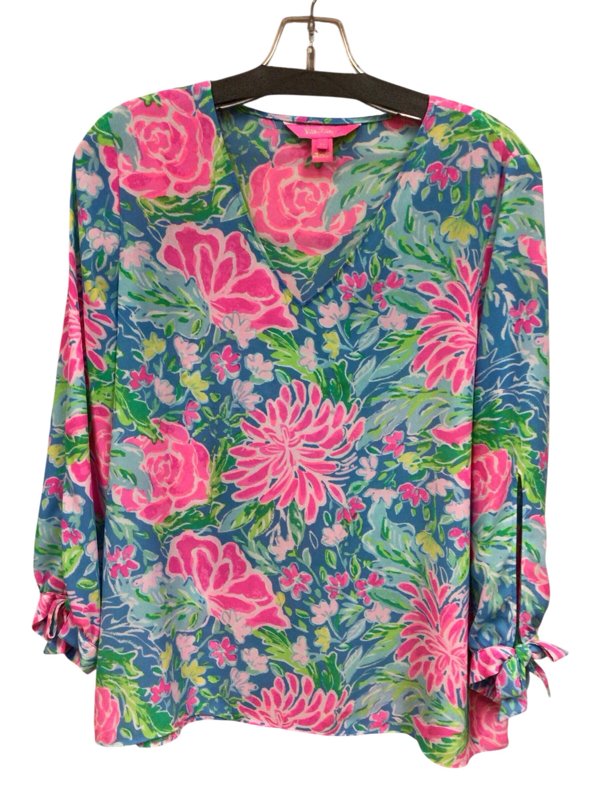 Lilly Pulitzer "Elsa" Long Sleeve Silk Blouse Size Medium