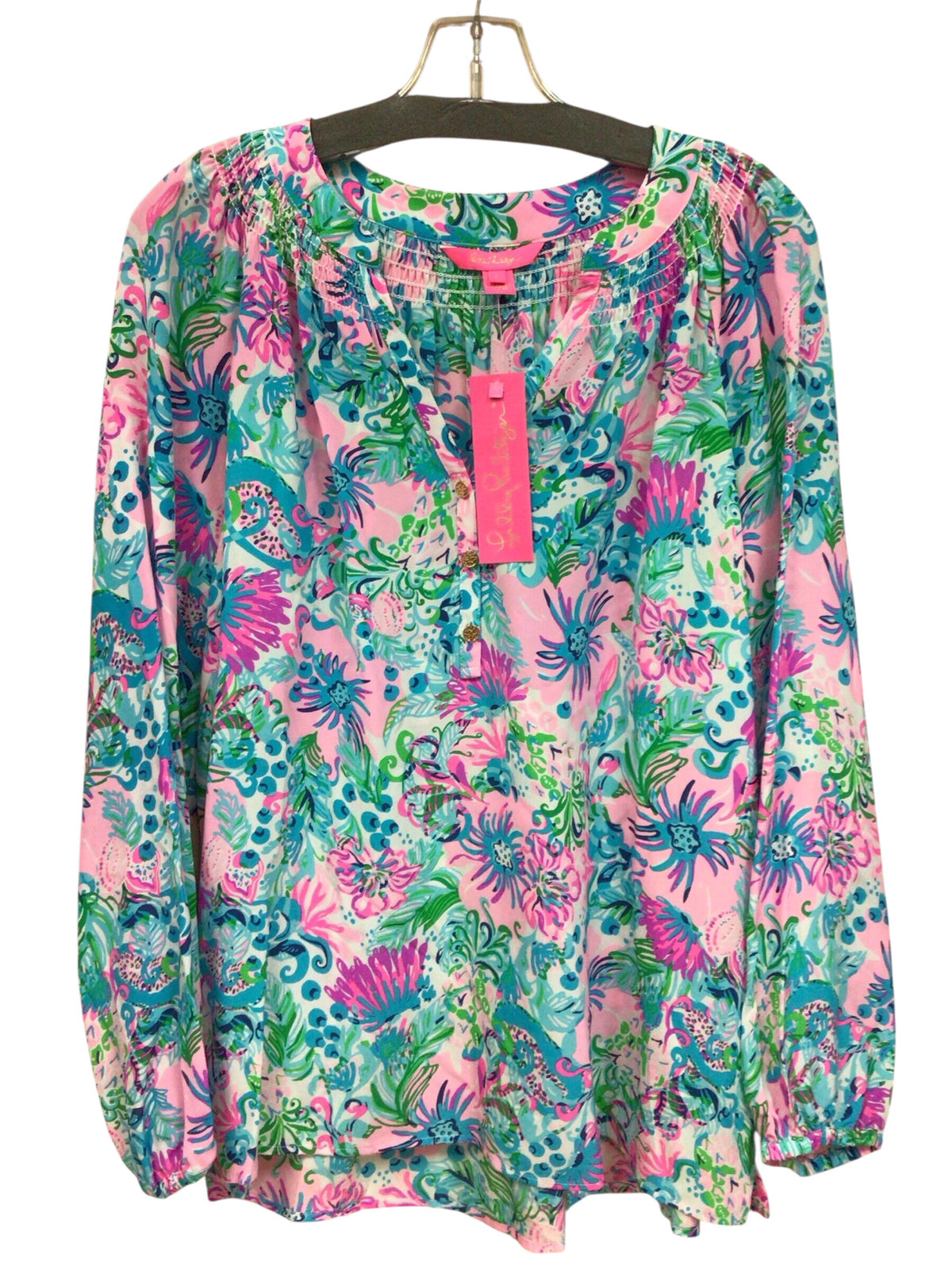 Lilly Pulitzer "Elsa" Long Sleeve "Paradise Petals" Top Size Large NWT