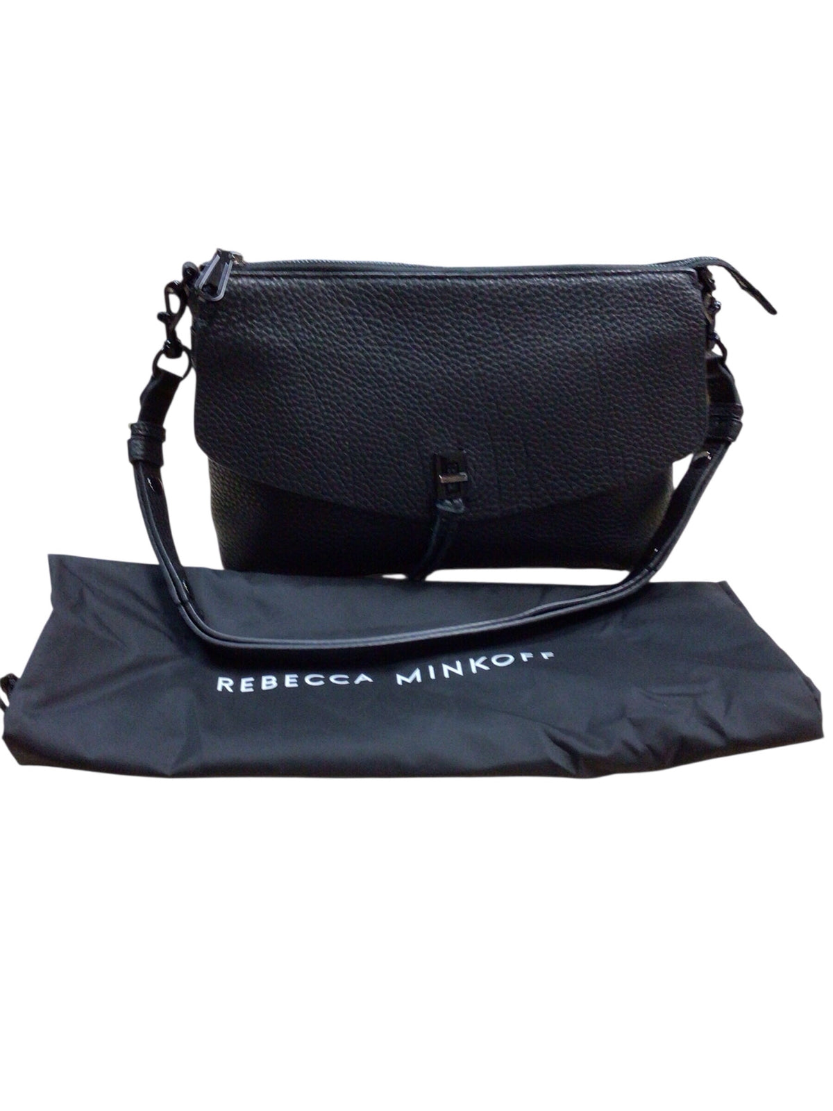 Rebecca Minkhoff "Darren" Black Pebbled Leather Shoulder Bag