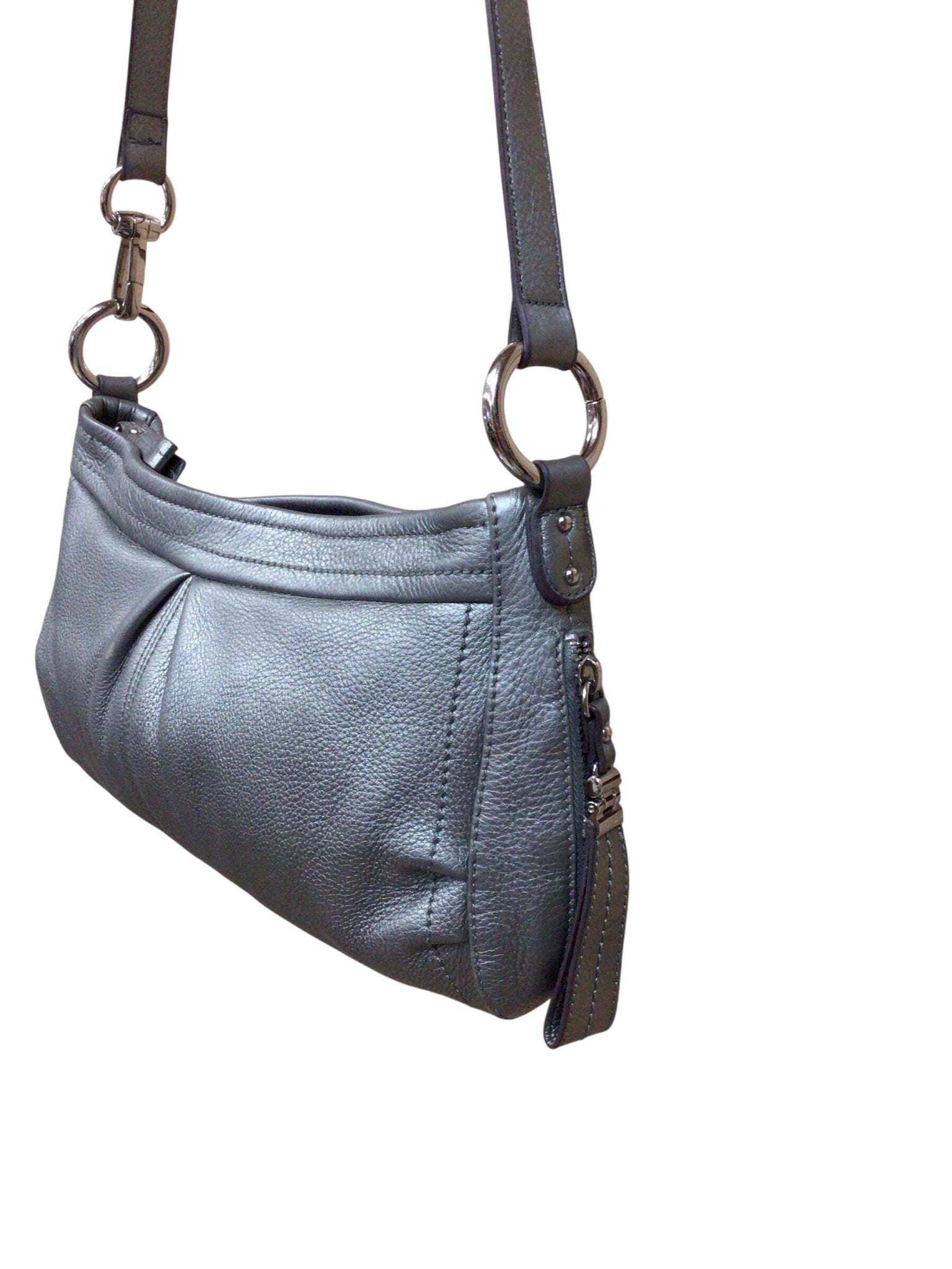 B Makowsky Petwer Pebbled Leather Crossbody Bag