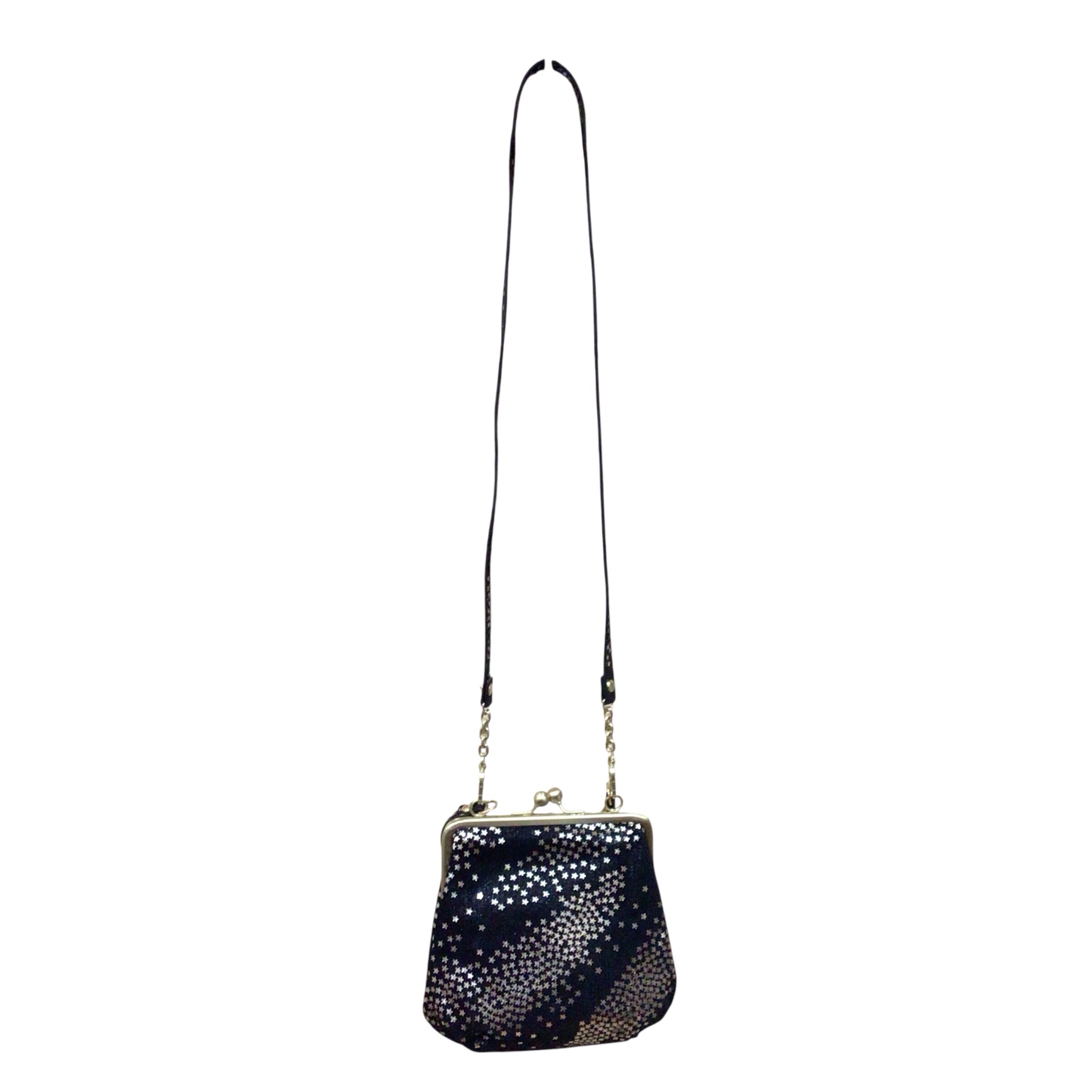 Hobo "Alba" Black & Gold Leather Satchel Crossbody Bag