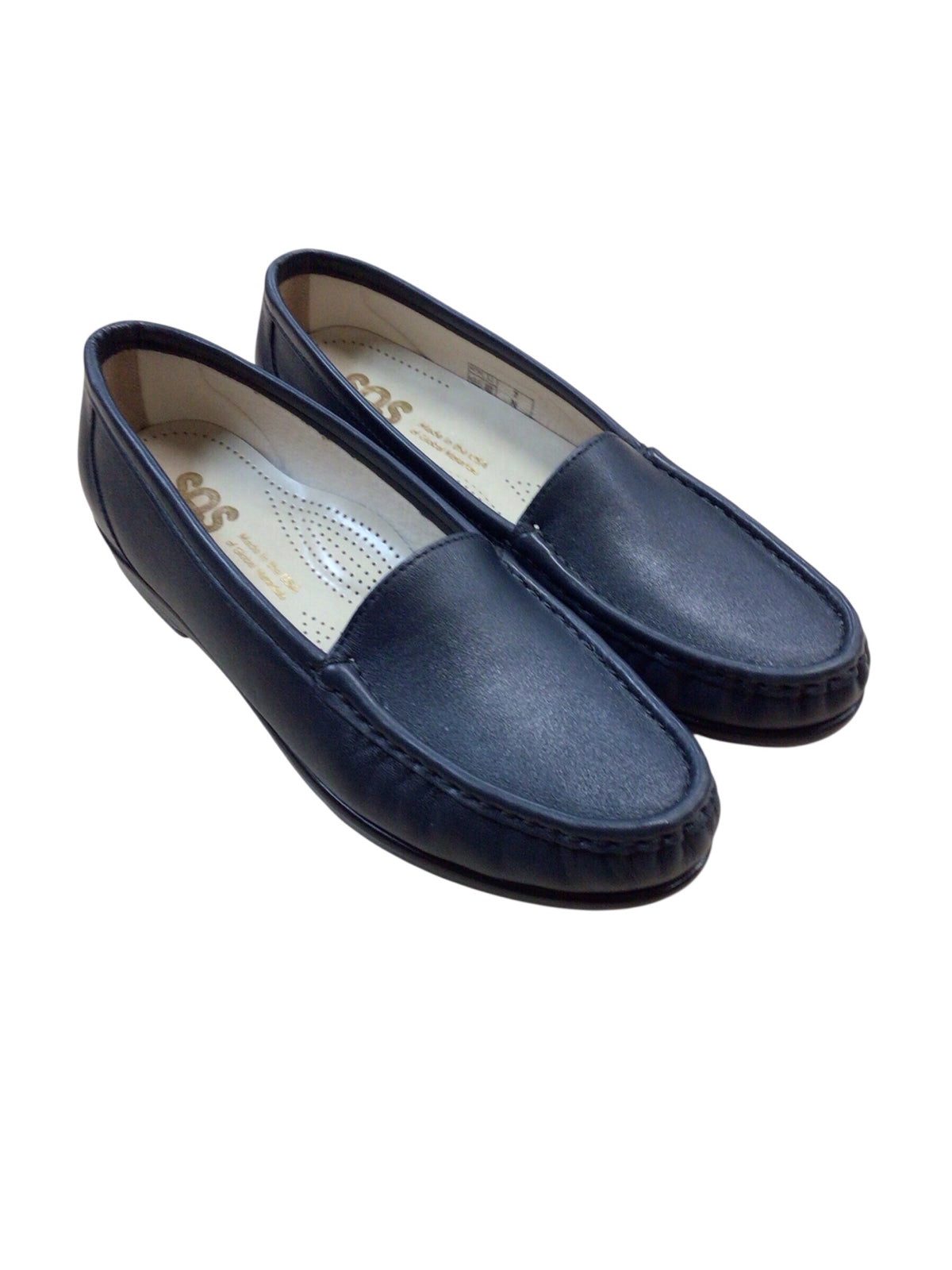 SAS "Simplify Every Day" Navy Leather Moccasin Loafer Size 7 N