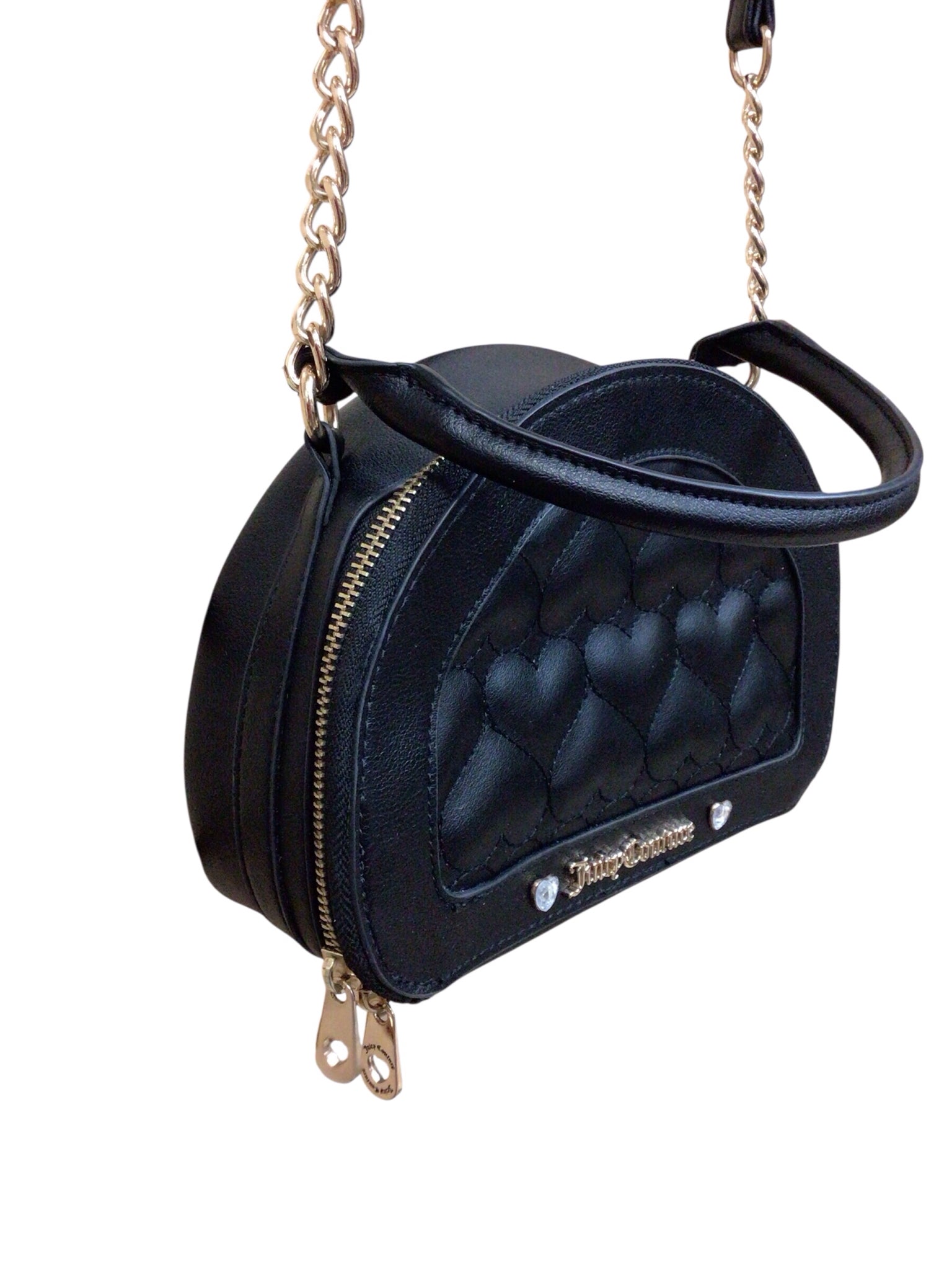 Juicy Couture Black Faux-Leather Dome Satchel Crossbody Bag