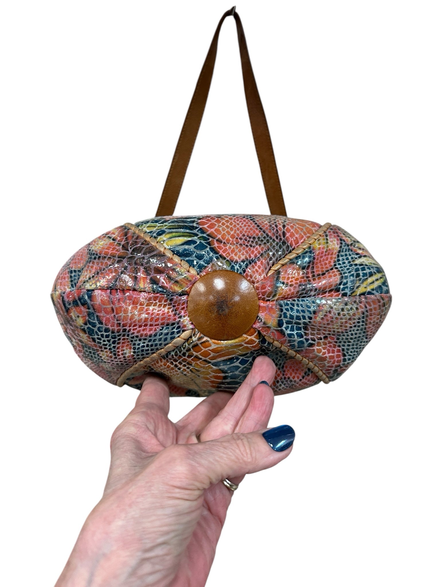 Hobo Multi-Color Floral Snake Skin Embossed Shoulder Bag