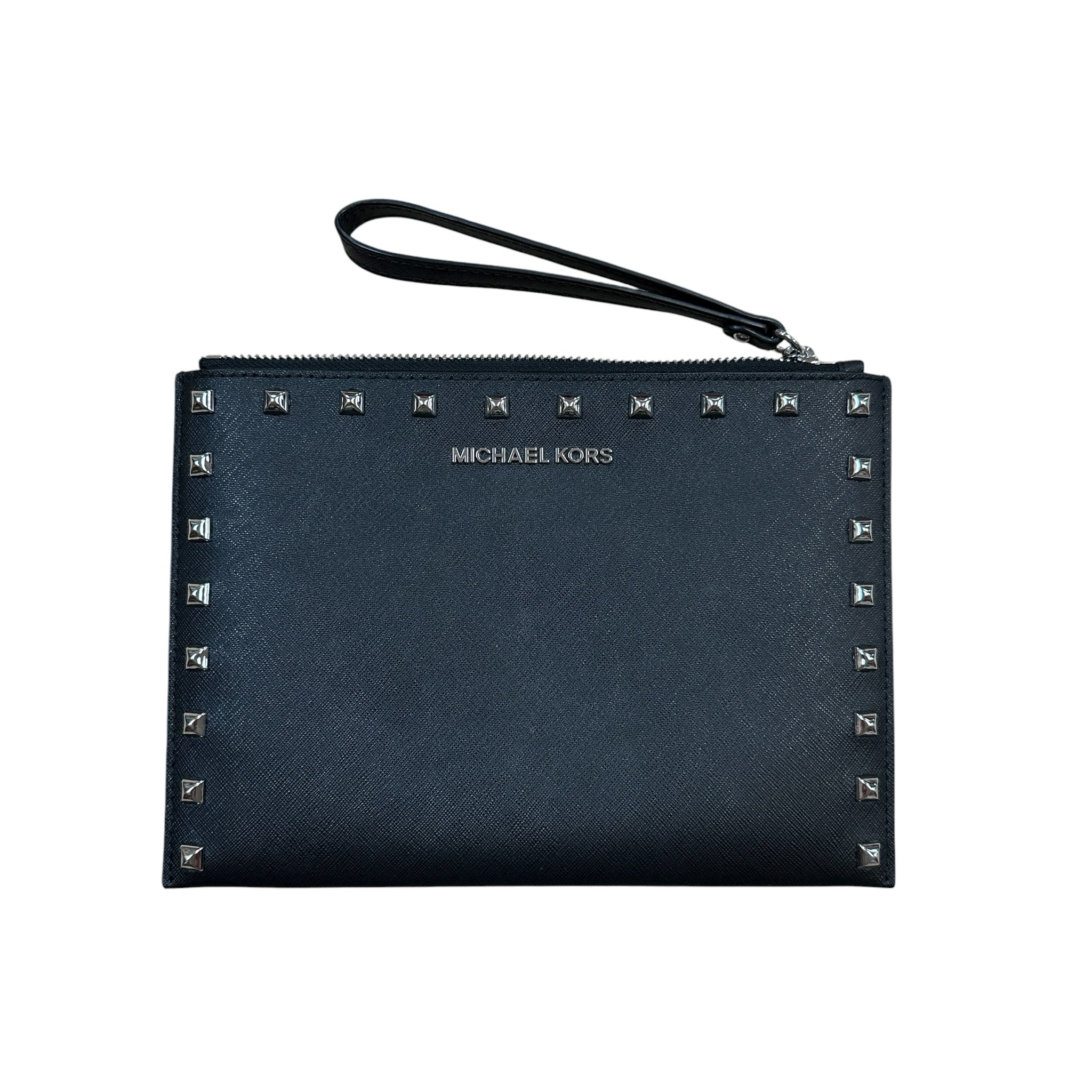 Michael Kors Black Studded Leather Wristlet