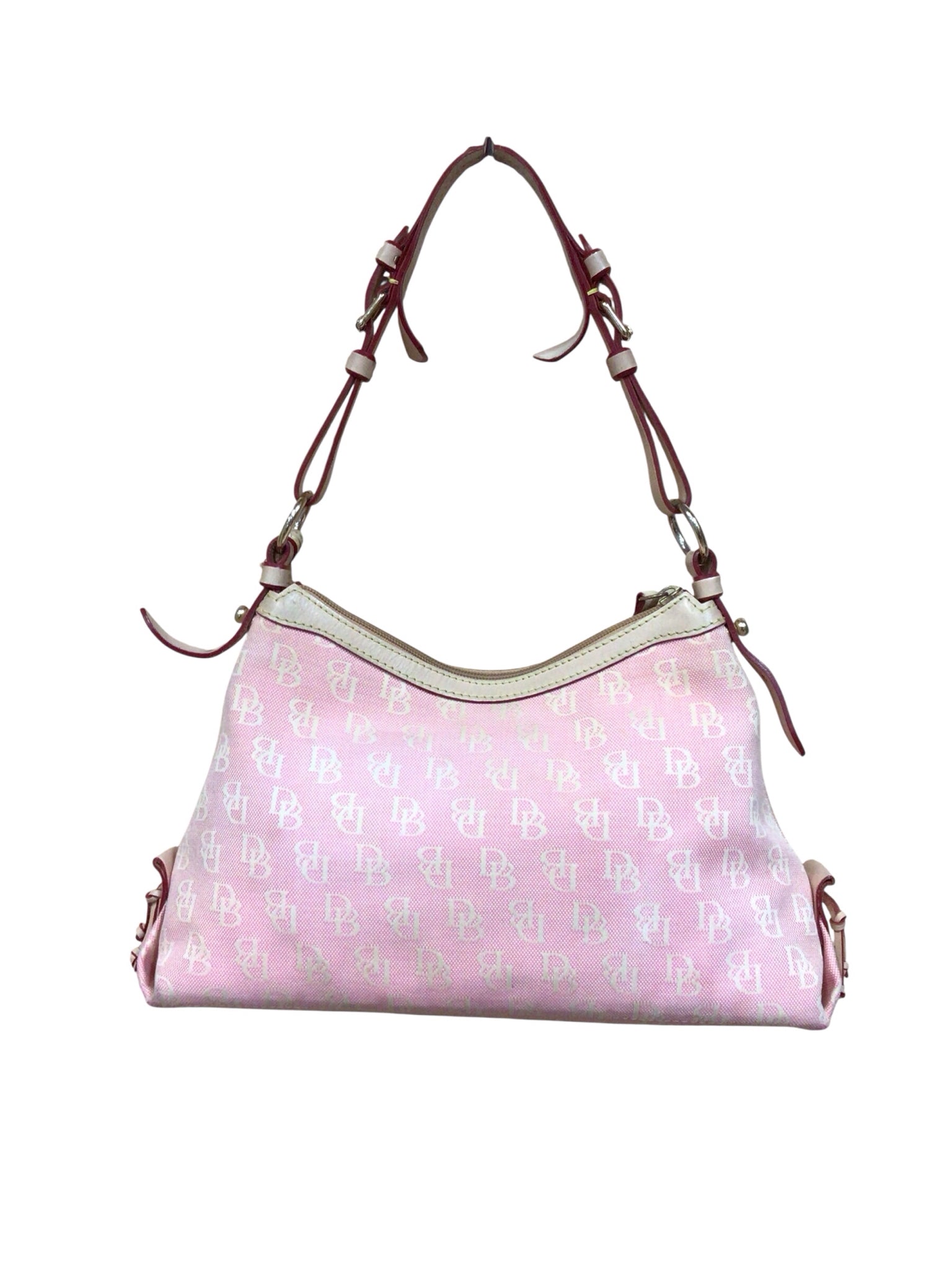 Dooney & Bourke Vintage East-West Slouch Pink Canvas Monogram Shoulder Bag