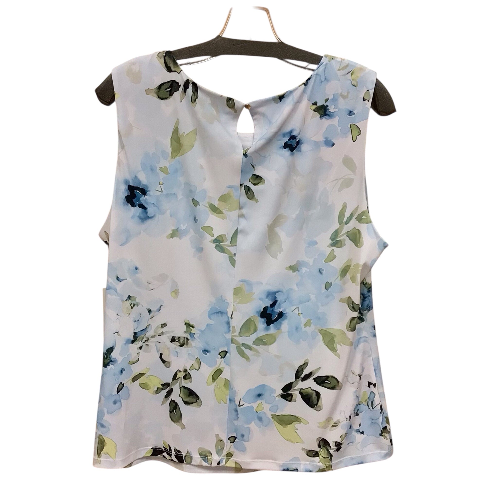 Calvin Klein Blue Floral Sleeveless Top Size XL NWT