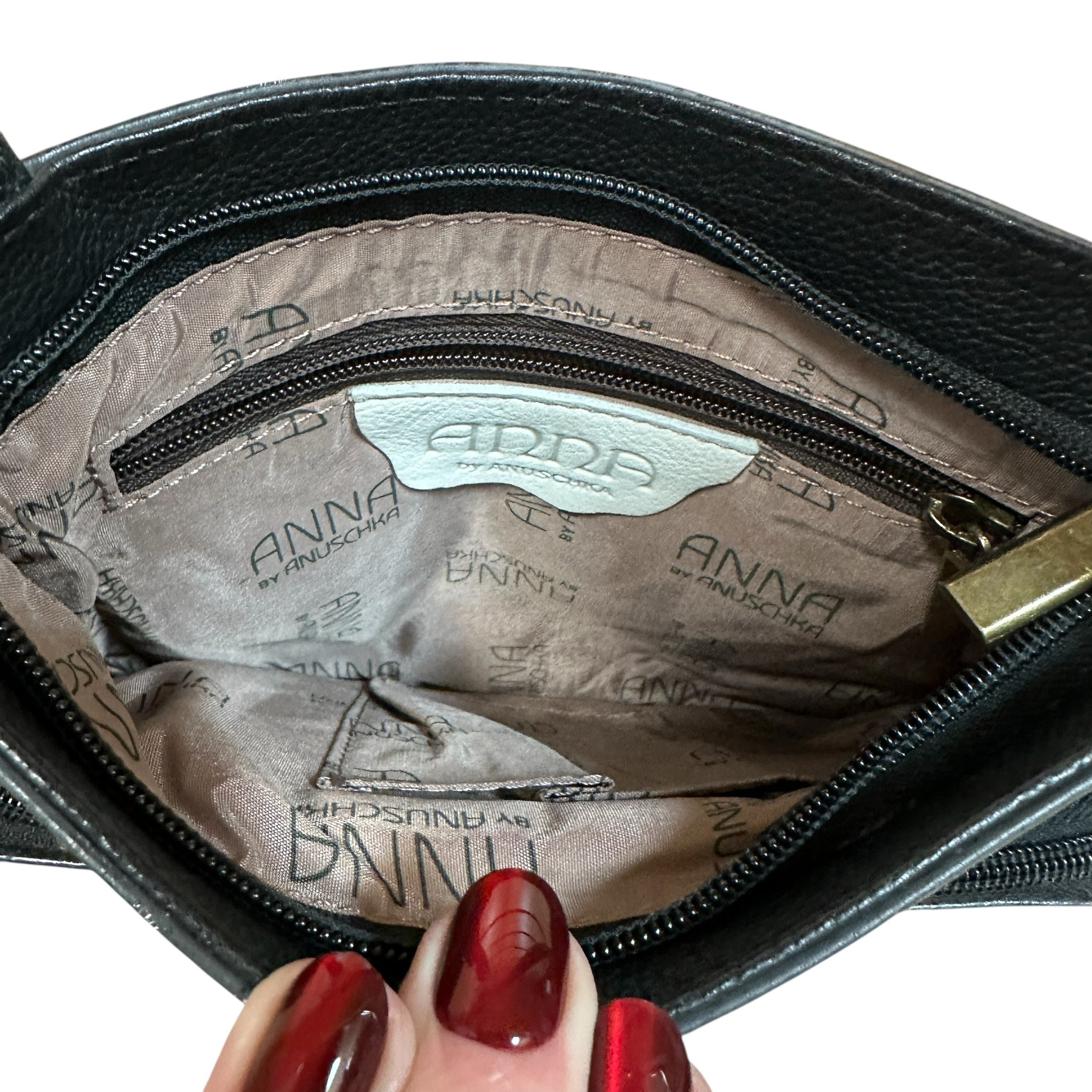 Anna by Anuschka Gray Leather Butterfly and Rose Crossbody Bag