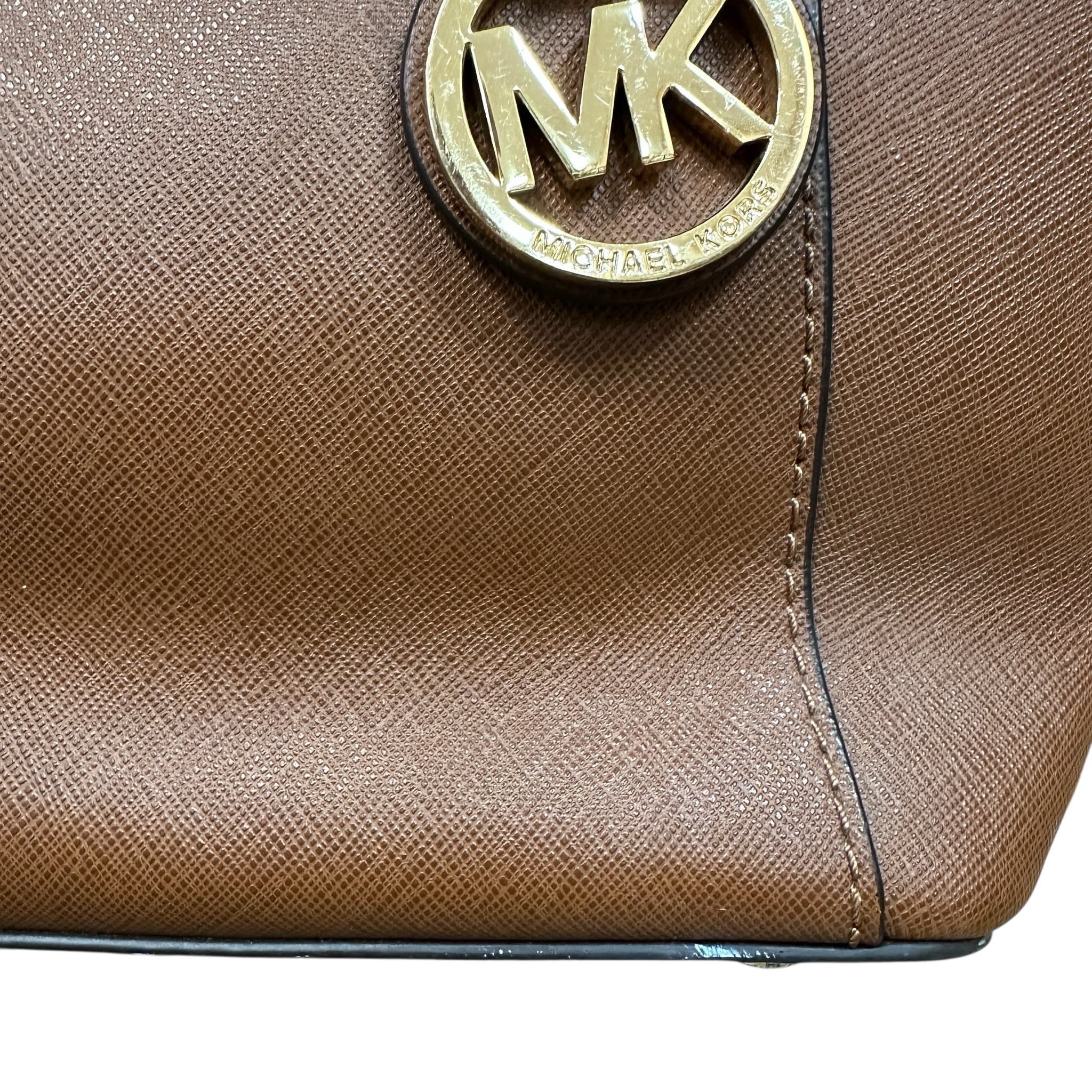 Michael Kors "Jet Set" Brown Leather Tote Bag