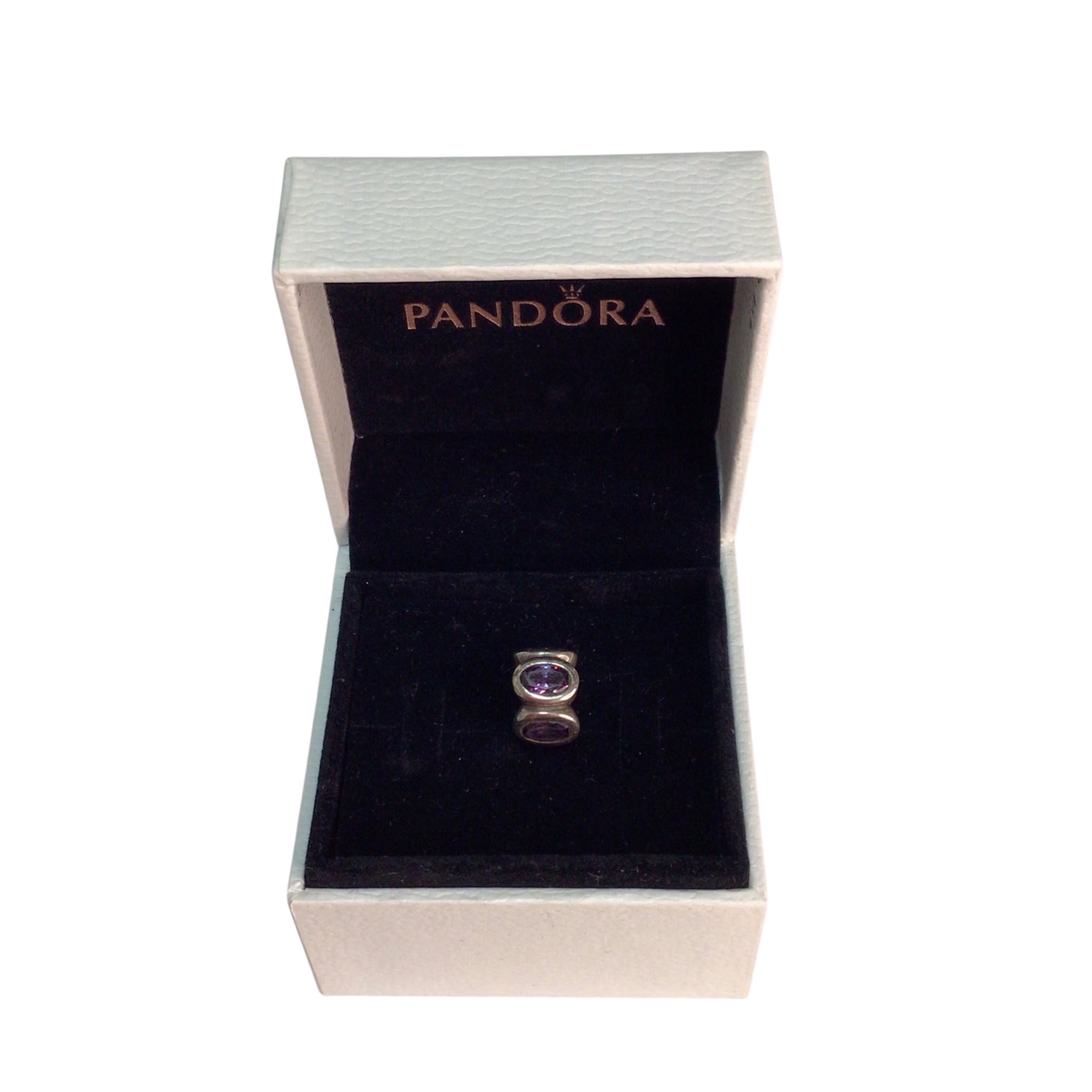 Pandora "Oval Lights" Amethyst & Sterling Silver Jewelry Charm