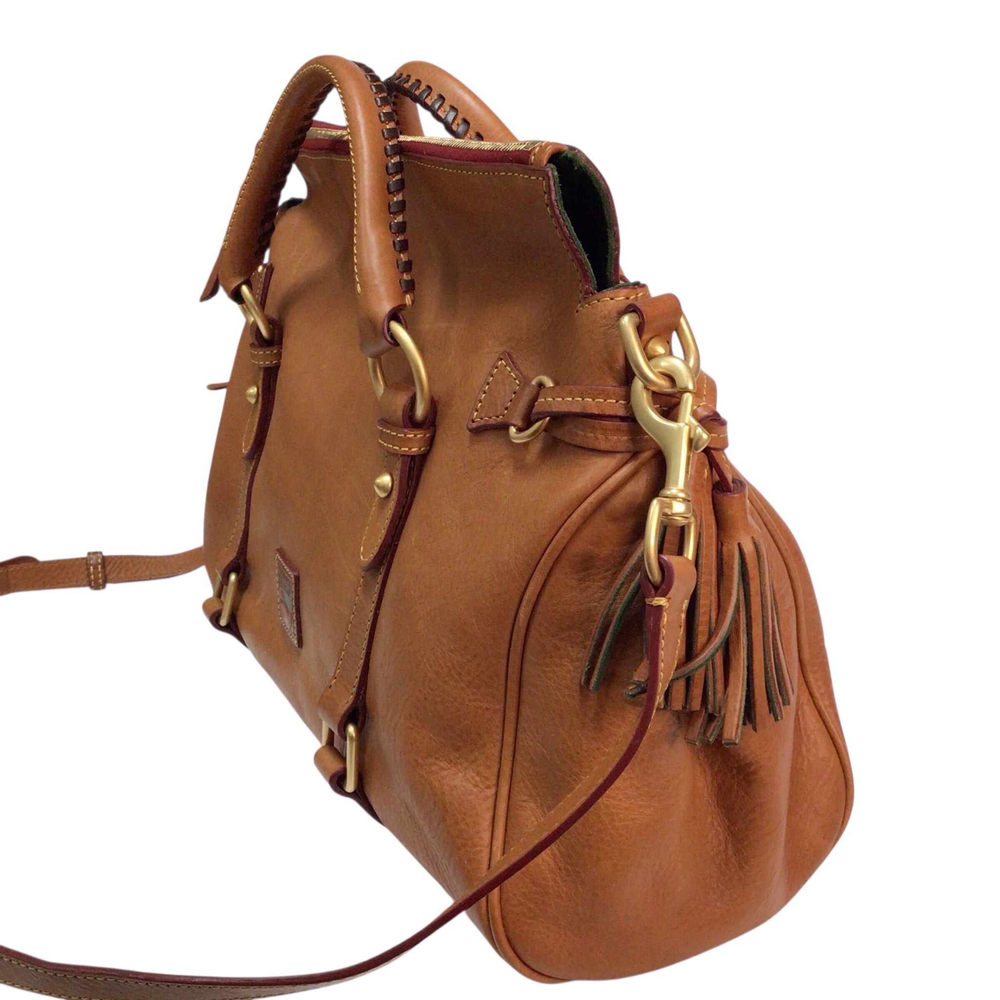 Dooney & Bourke Brown Florentine Leather Tassled Satchel