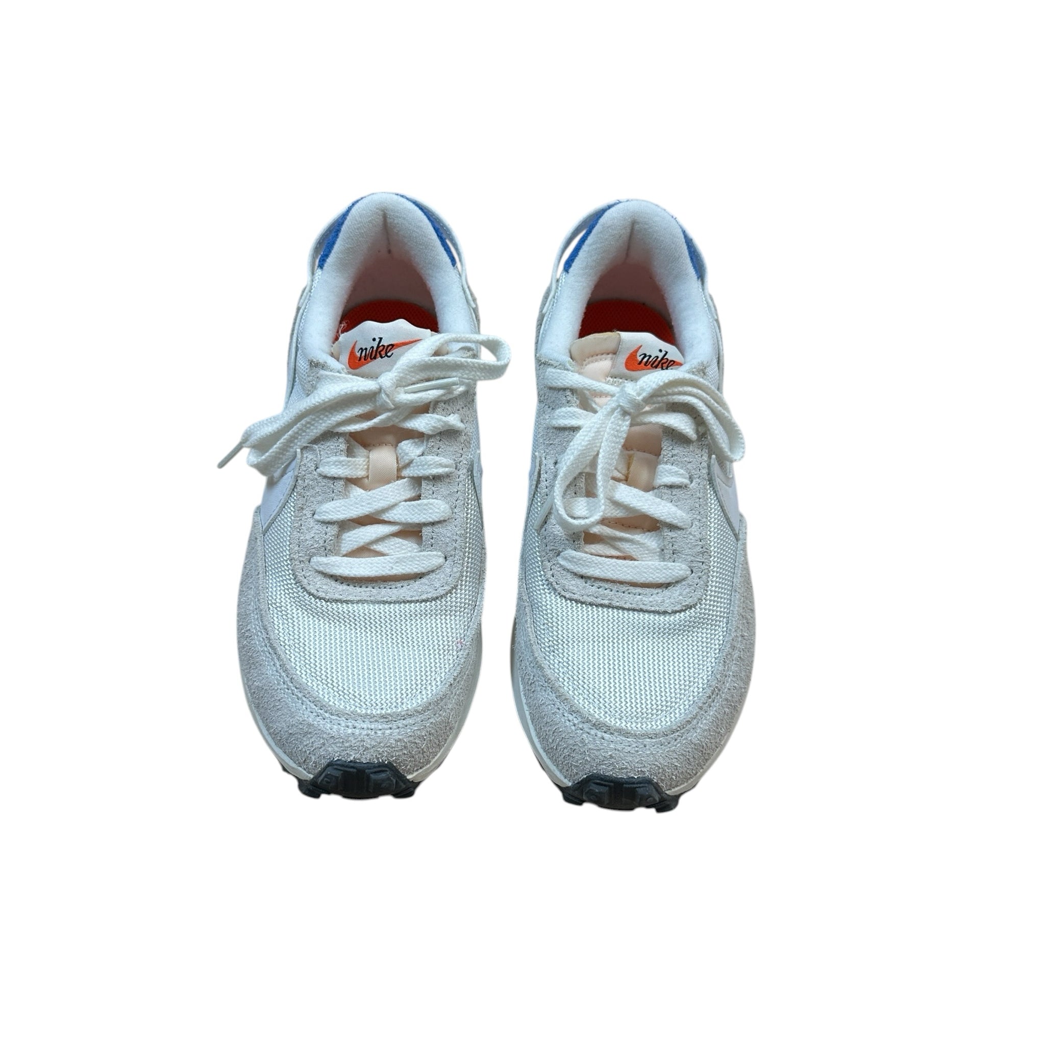 Nike White and Light Gray Mesh Suede Running Sneakers Size 6.5