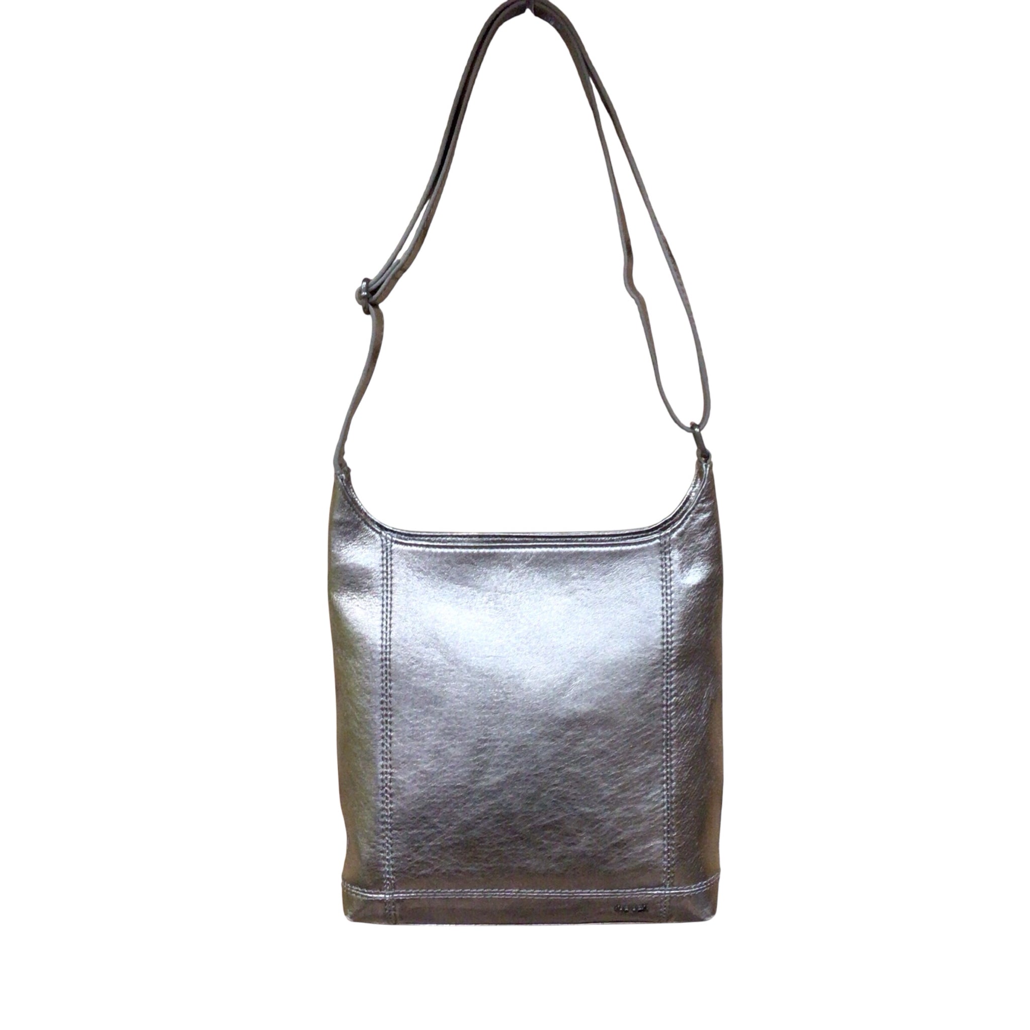 The Sak Metallic Champagne Leather Crossbody Shoulder Bag