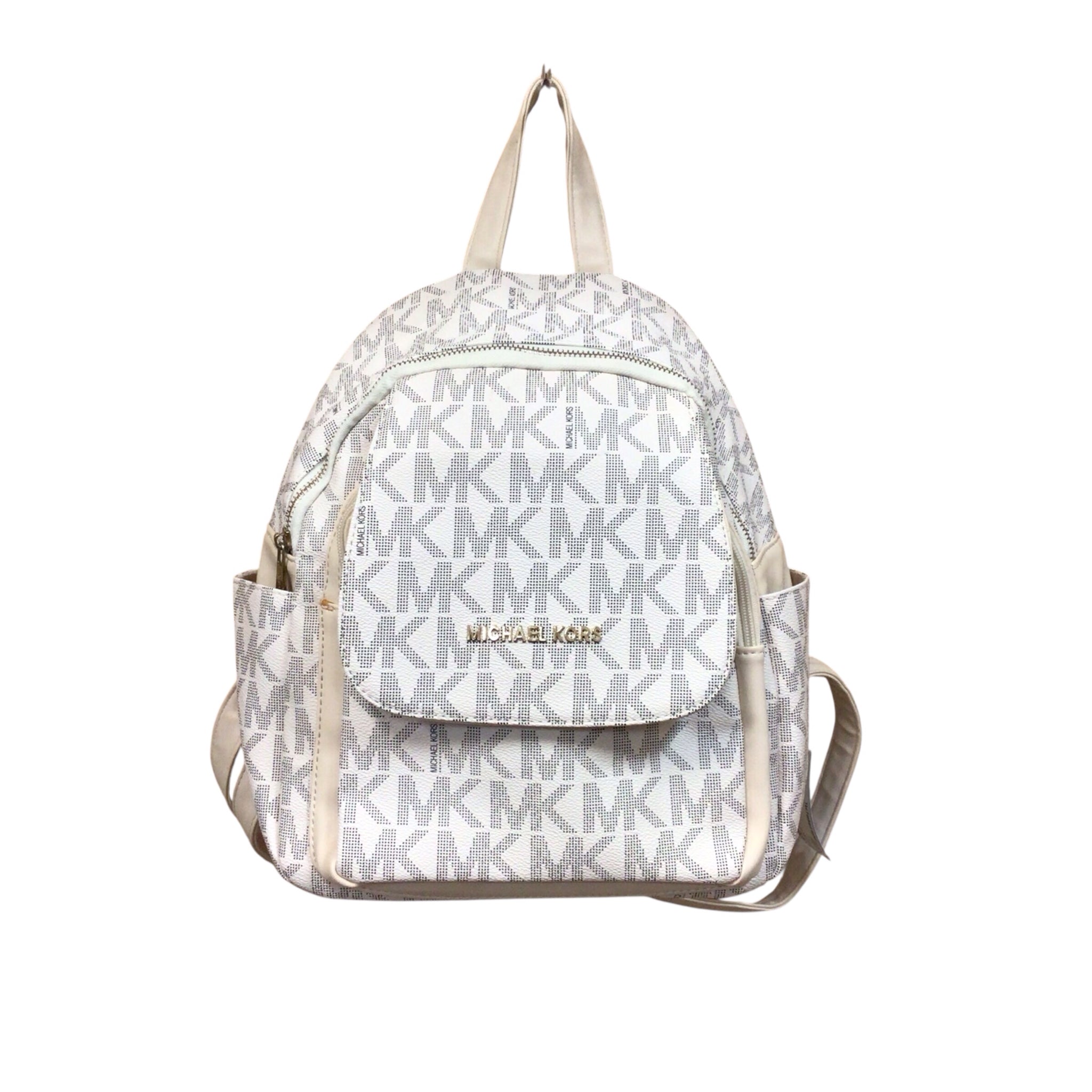 Michael Kors White Leather Signature Backpack