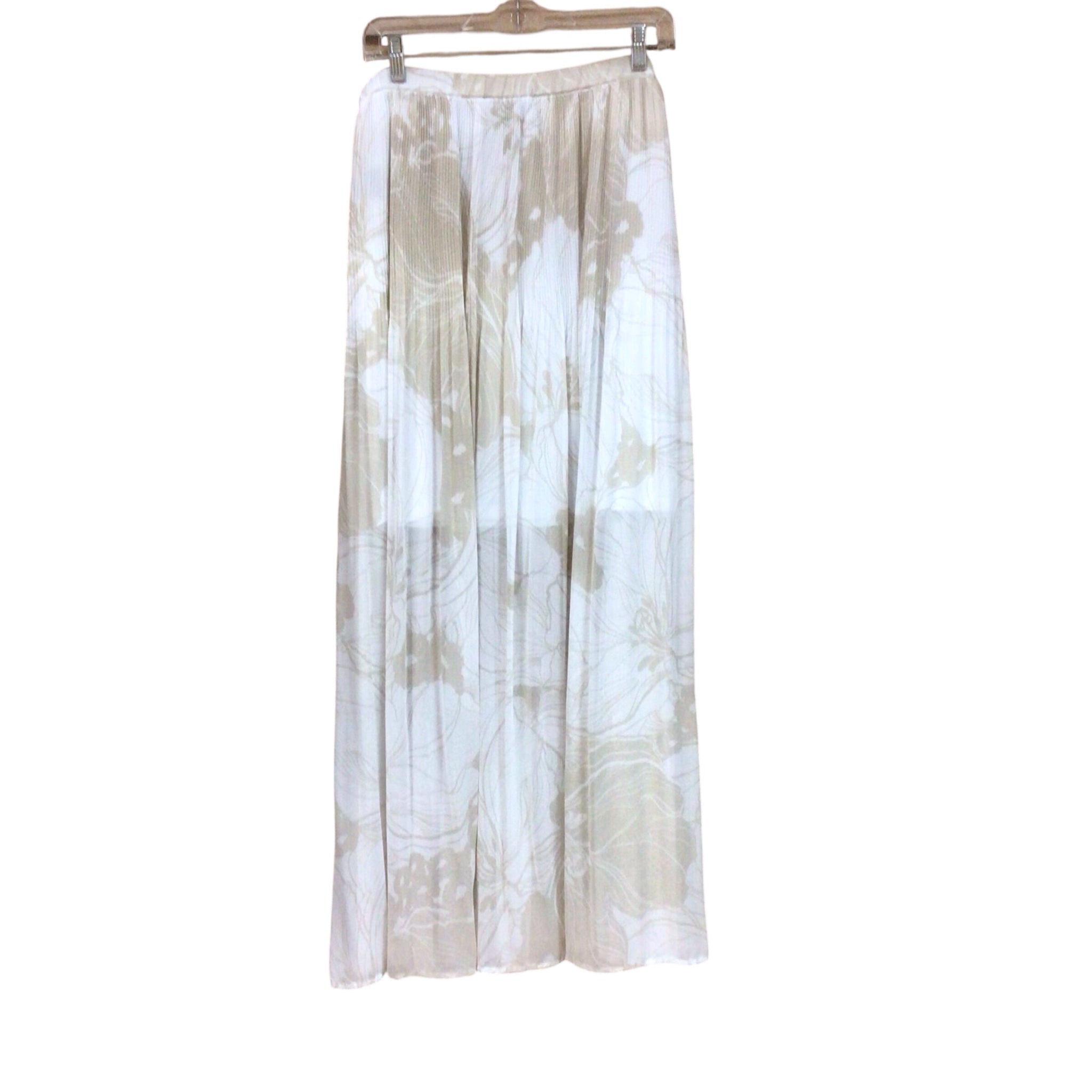 Worthington Tan & White Pleated Long Skirt Size Large