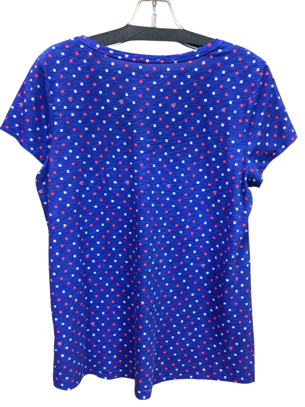 Lilly Pulitzer "Etta" V-Neck "Borealis Blue Lilly Squared" Short Sleeve Top Size Small