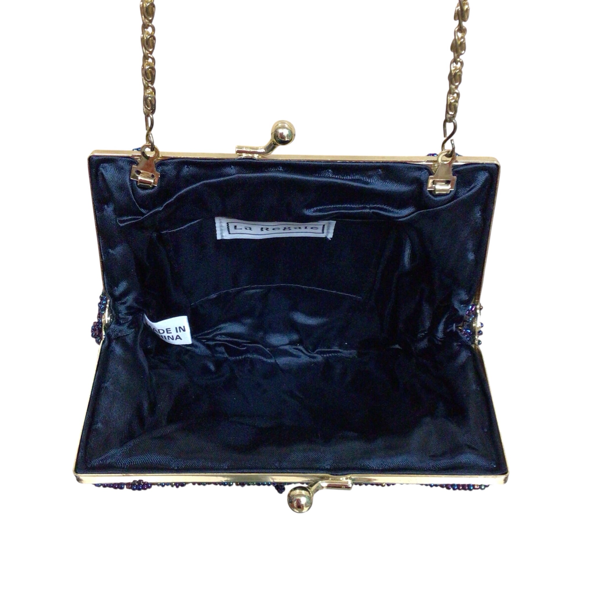La Regale Purple Beaded Shell Crossbody